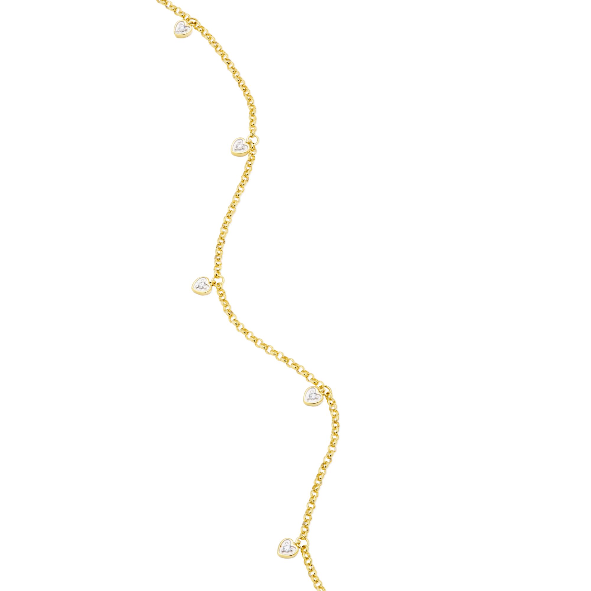 BB0147Y - Dangling Hearts Bolo Bracelet in 14K Yellow Gold-Plated Sterling Silver