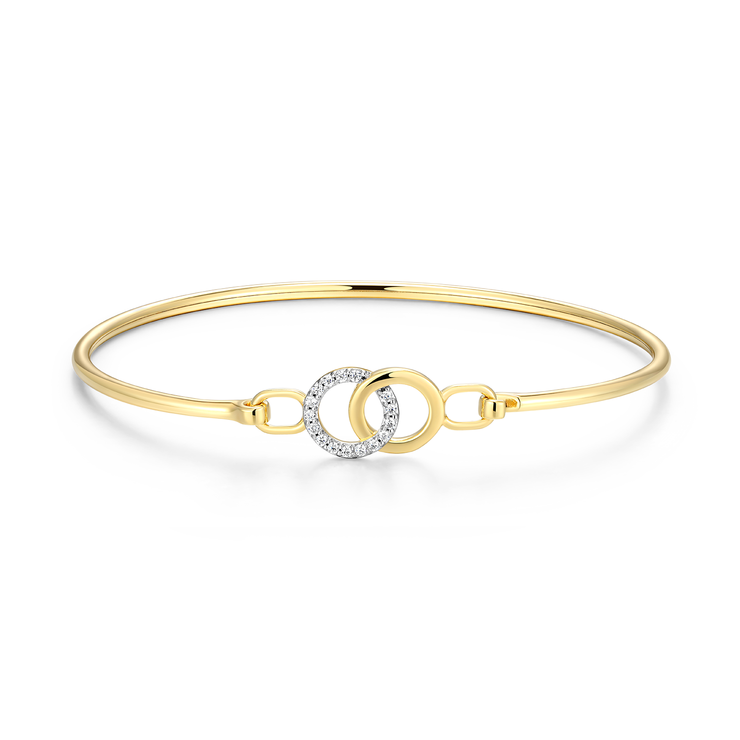 BB0241Y - Twin Circle Lab-Created Diamond Flex Bangle in 14K Yellow Gold-Plated Sterling Silver