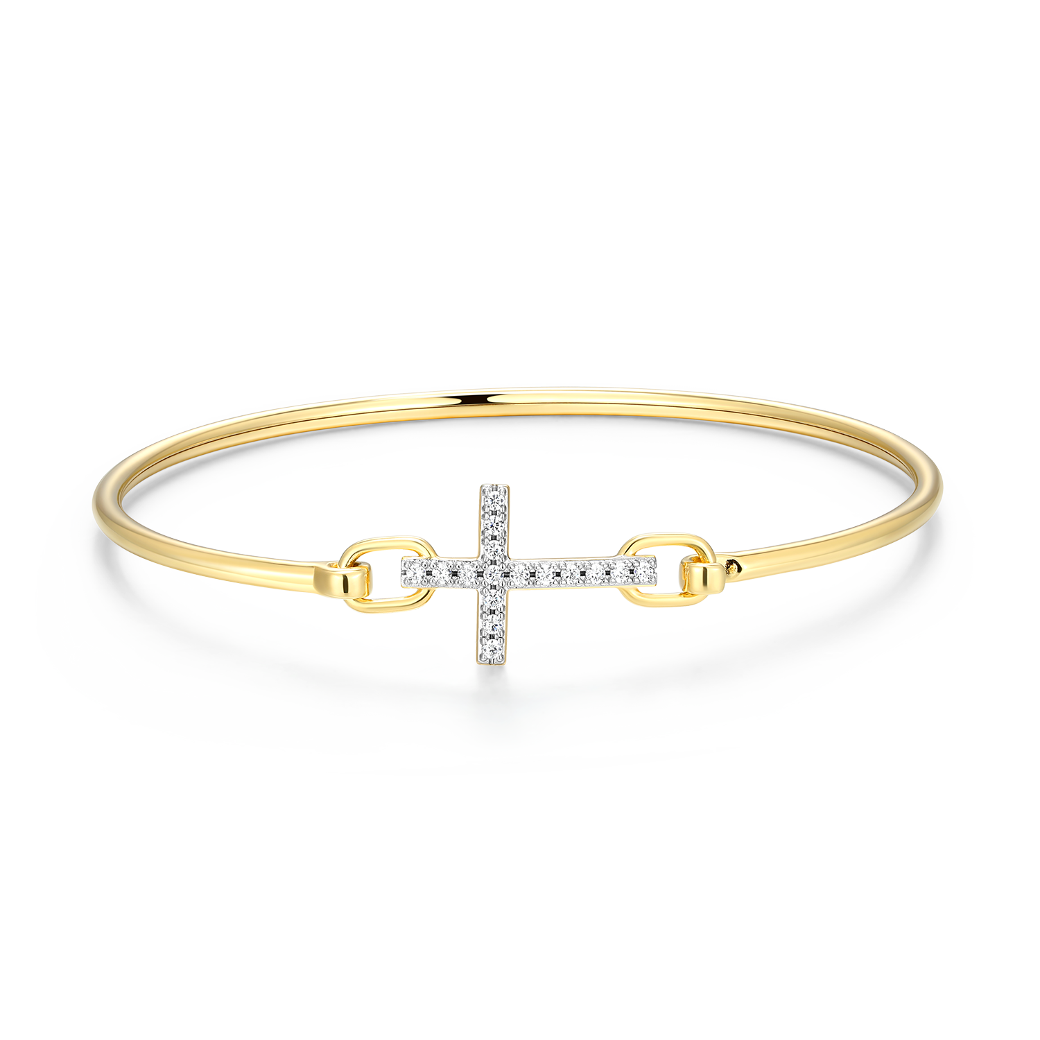 BB0240Y - Cross Lab-Created Diamond Flex Bangle in 14K Yellow Gold-Plated Sterling Silver