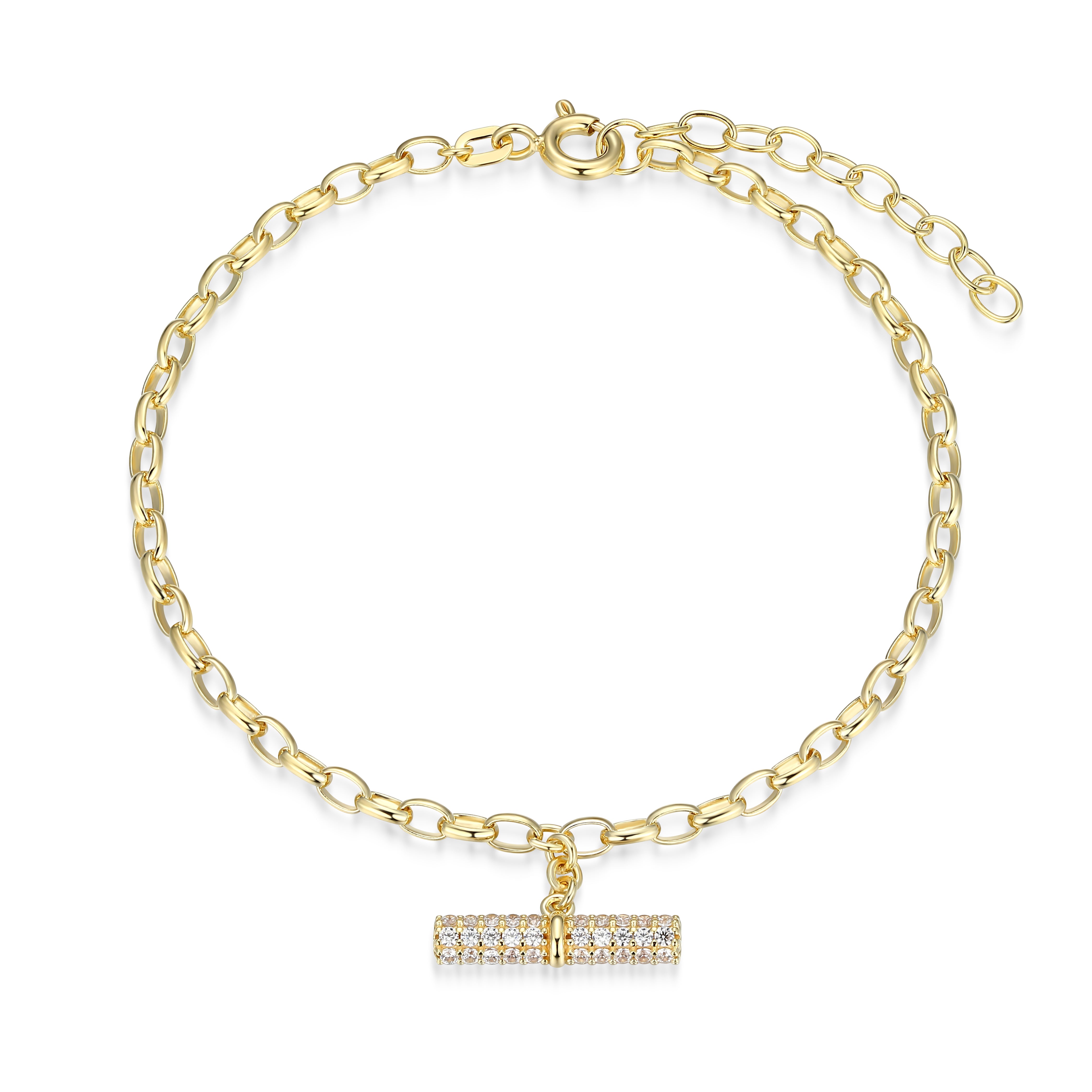 RB0192 - Gold Bar Charm Bracelet