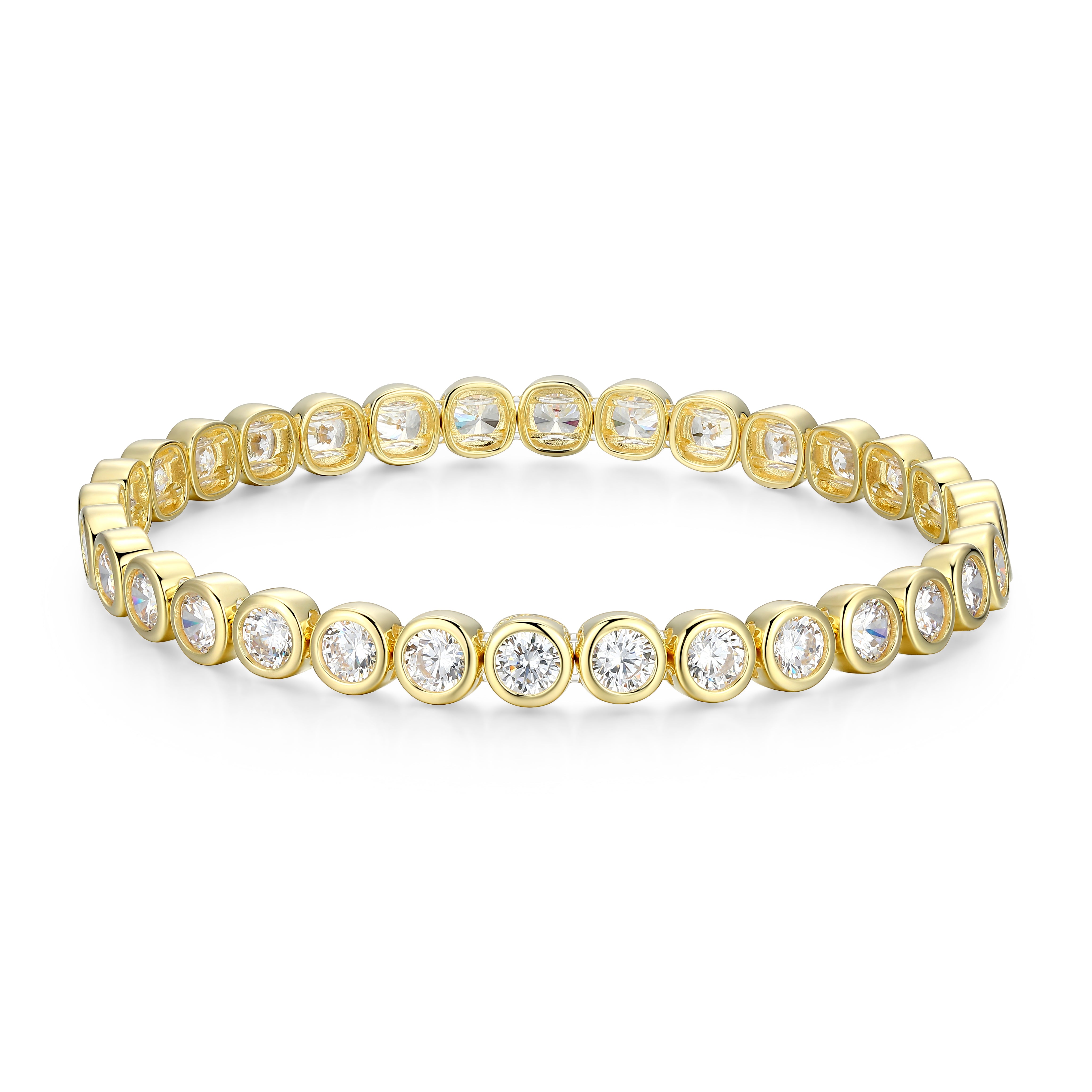 RB0195YS - 6.5 Inch Bezel Set Stretch Bracelet
