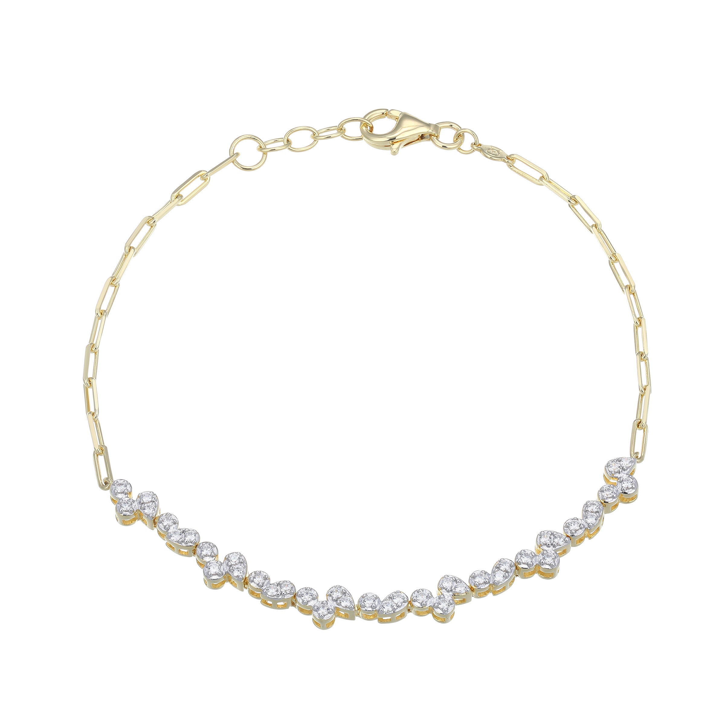 MB0122 - Pear/Round Lab-Created Diamond Paperclip Bracelet