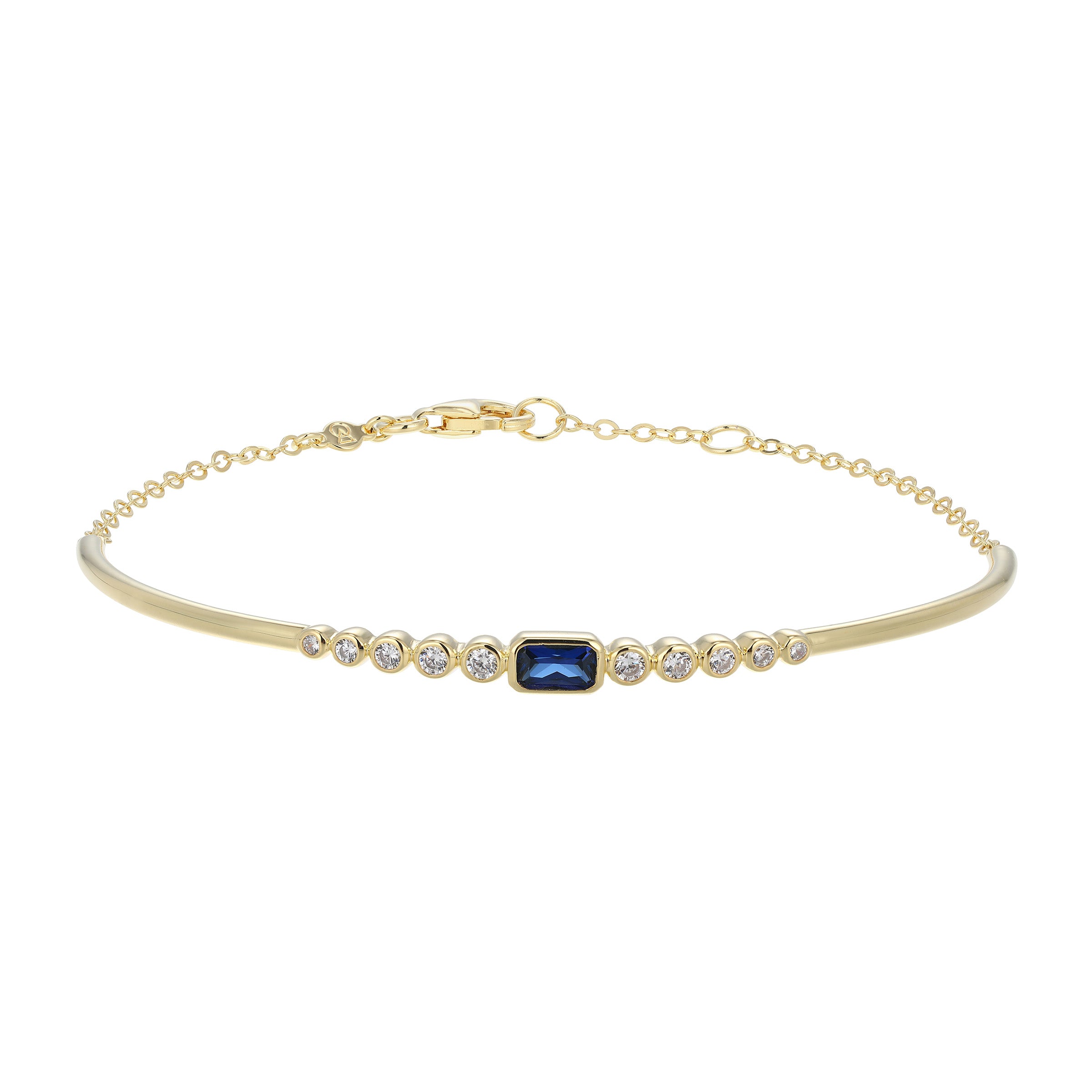BB0252Y - Lab-Created Blue Sapphire & Lab-Created Diamond Cuff Bracelet
