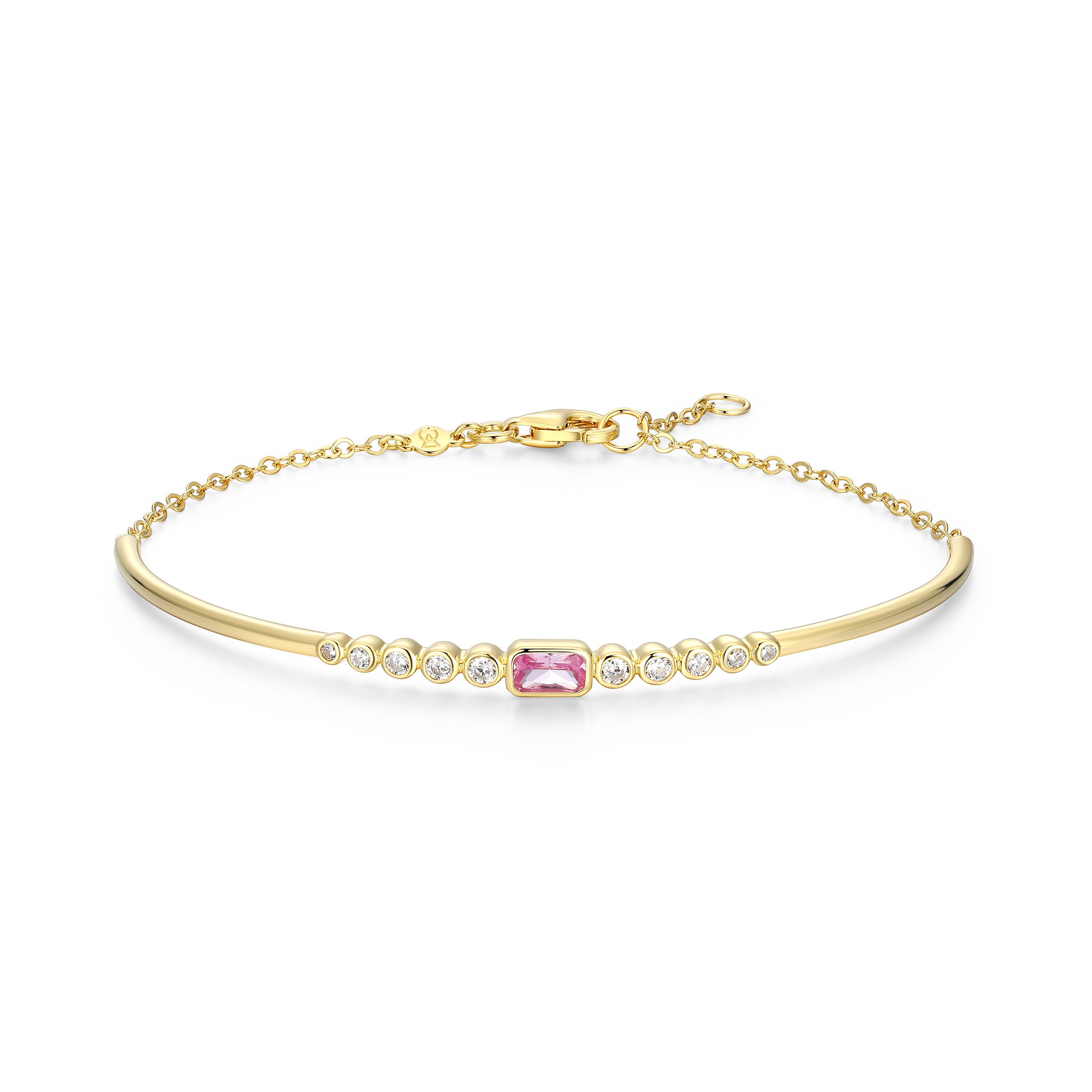 BB0253Y - Lab-Created Pink Sapphire & Lab-Created Diamond Cuff Bracelet
