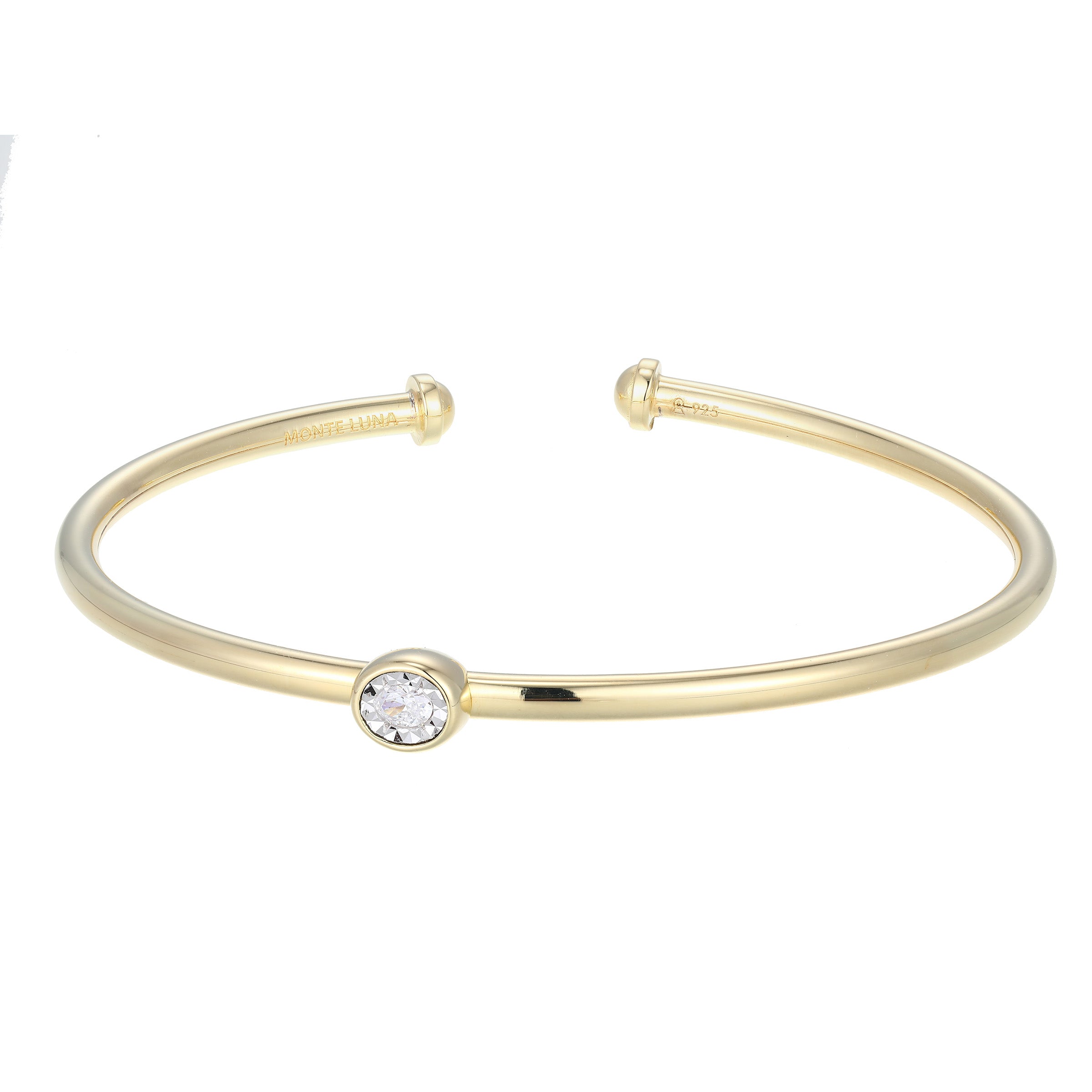 BB0259Y - Asymmetrical Bezel-Set Lab-Created Diamond Flex Cuff