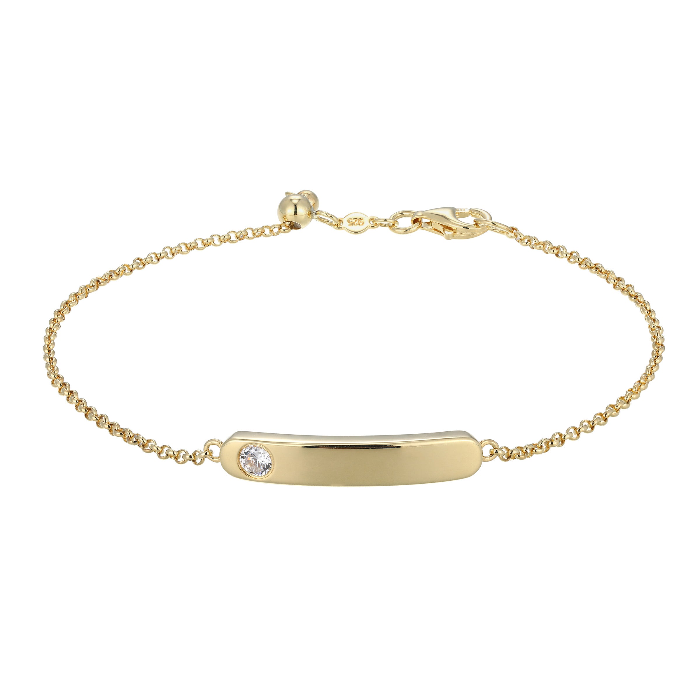 BB0265Y - ID Bar with Bezel-Set Lab-Created Diamond Bolo Bracelet