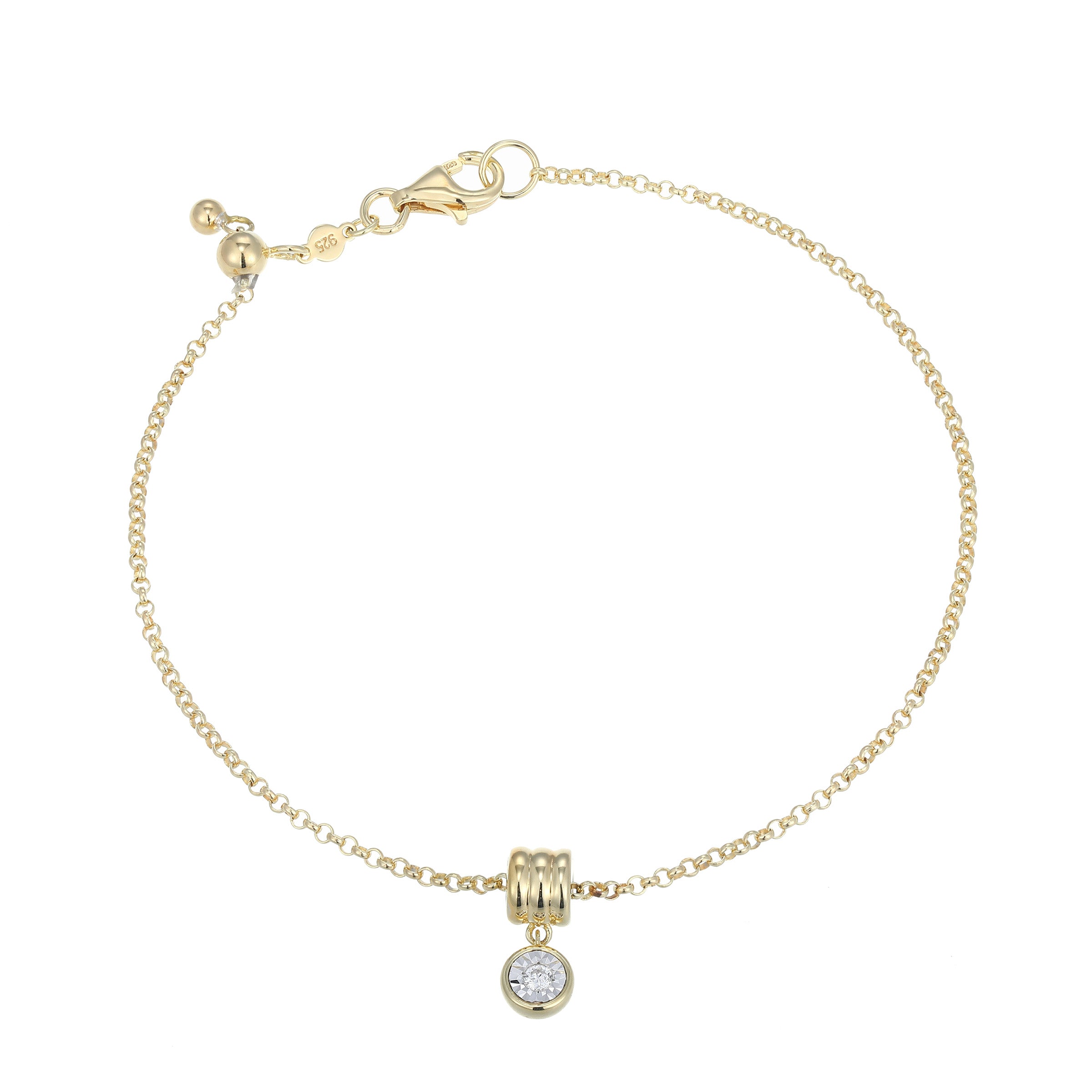 BB0272Y - Barrel Charm Lab-Created Diamond Bolo Bracelet