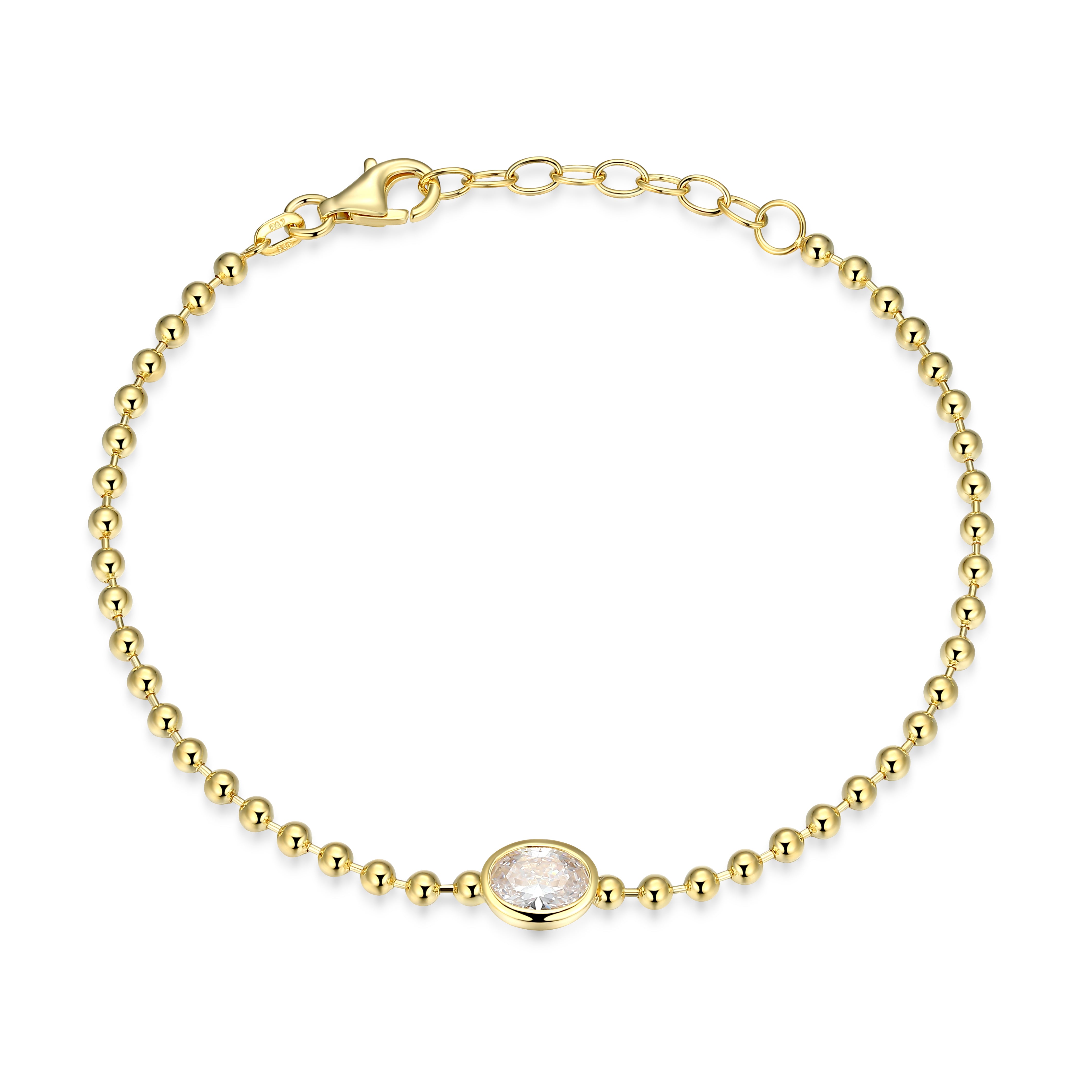 RB0180 - Oval-Cut CZ Beaded Bracelet