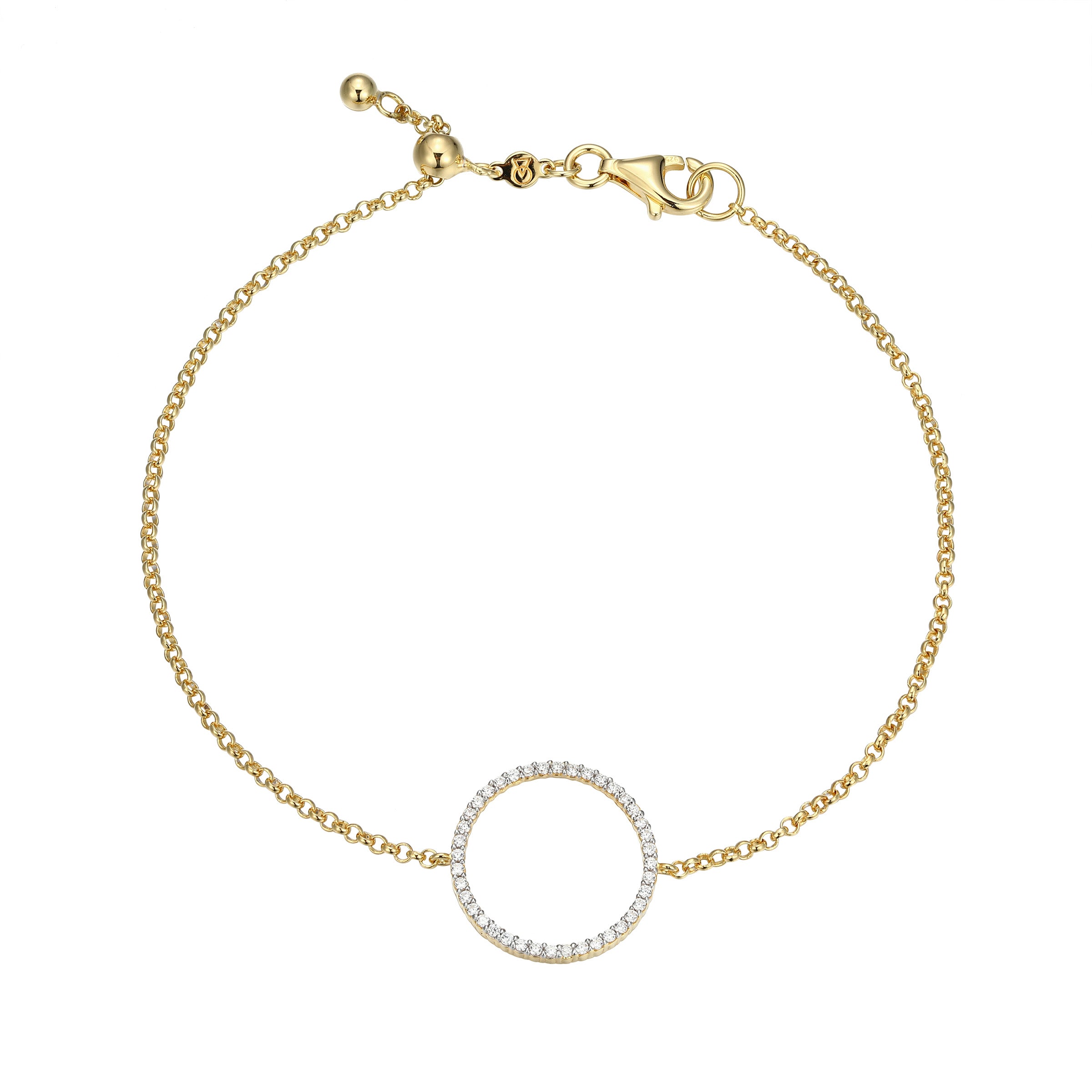 BB0275Y - Open Circle Lab-Created Diamond Bolo Bracelet