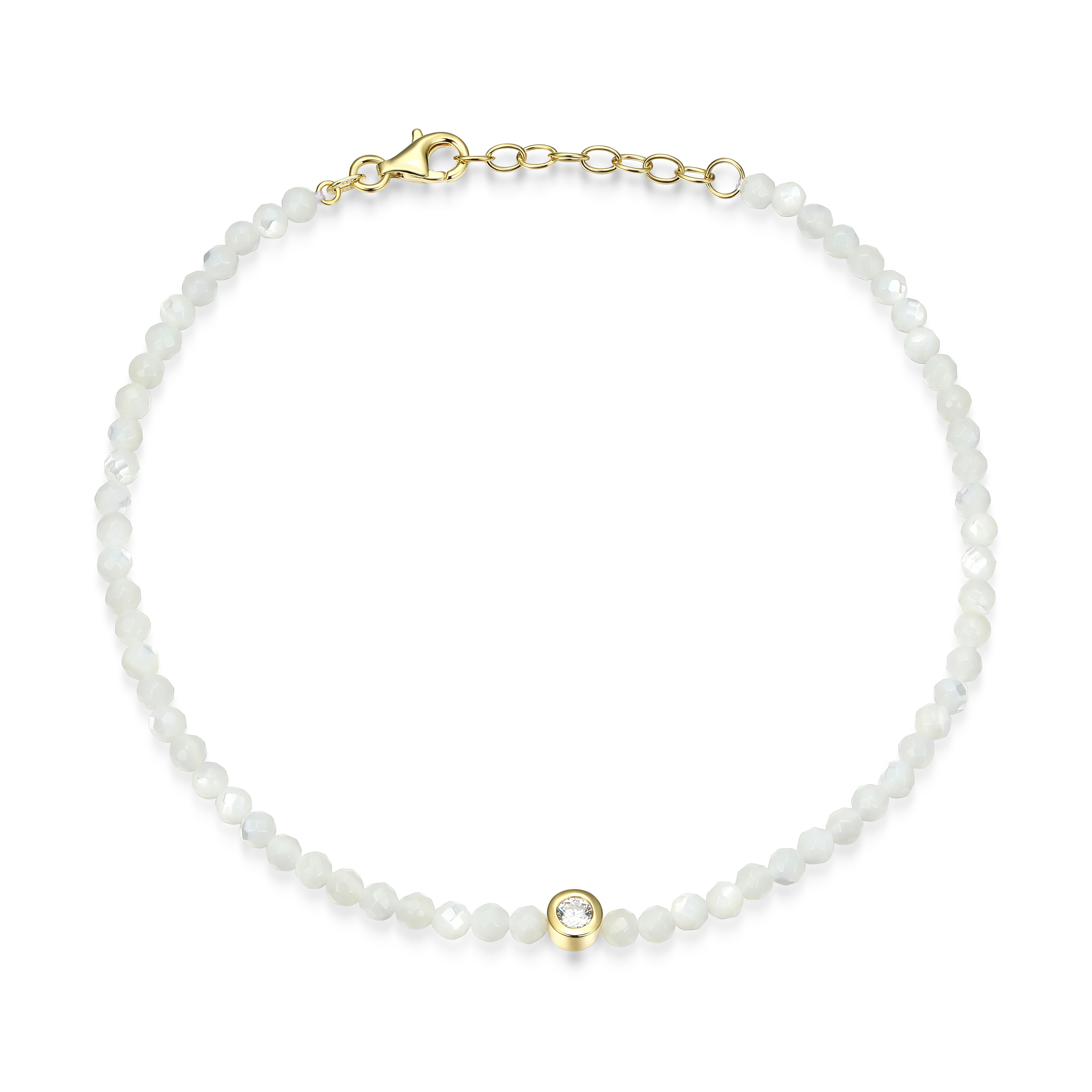 RB0206L - Mother-of-Pearl CZ Station Necklace