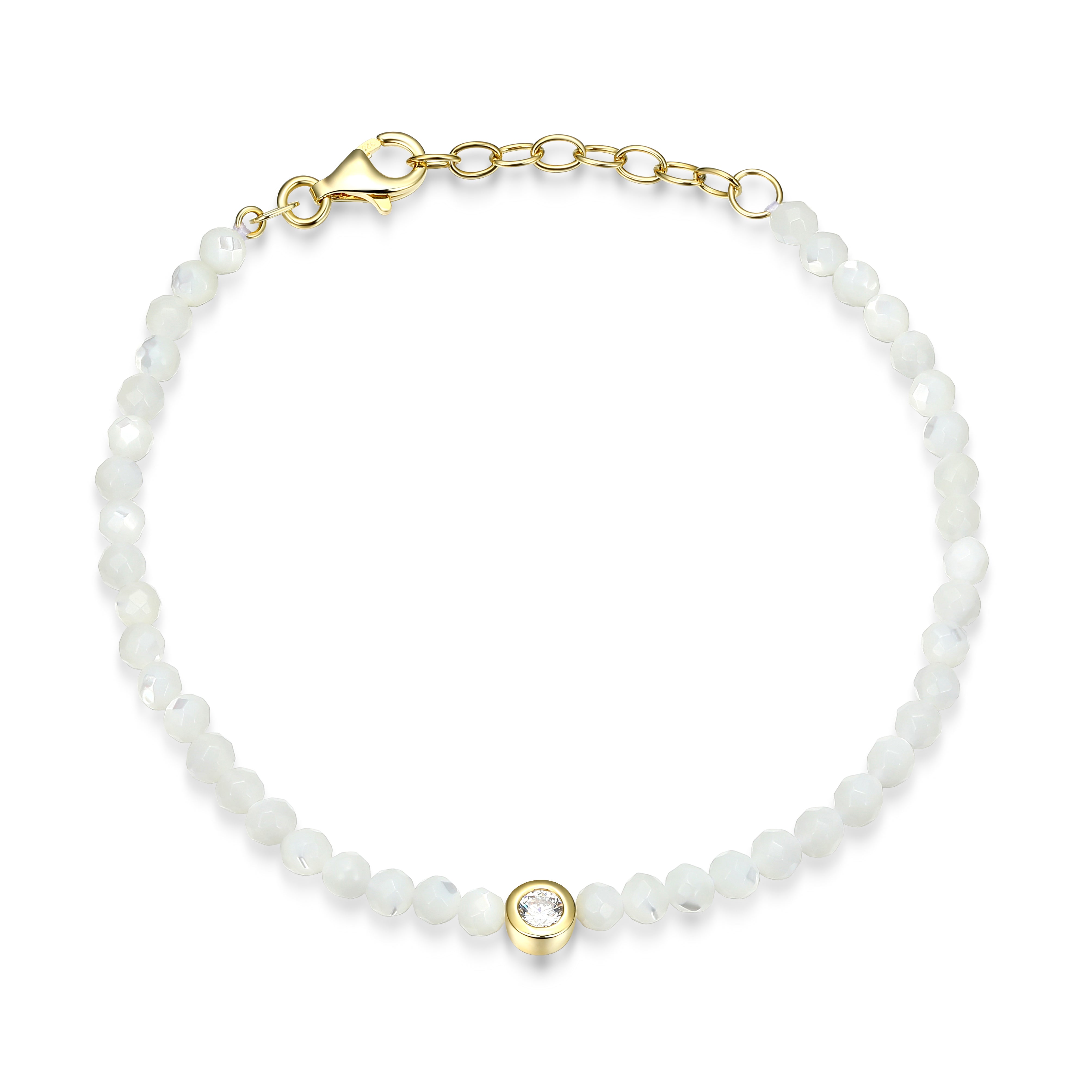 RB0206S - Mother-of-Pearl CZ Station Bracelet