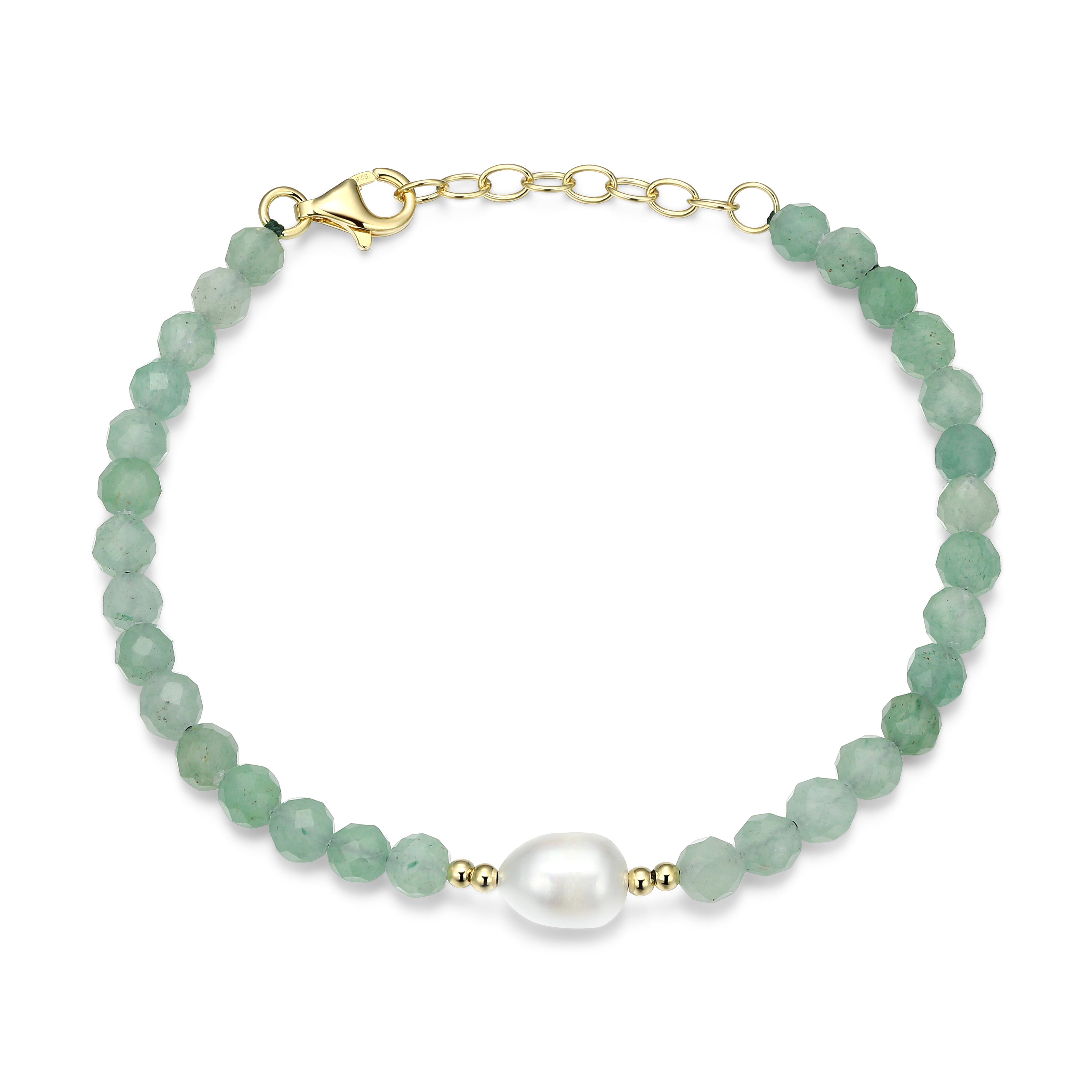 RB0202 - Freshwater Pearl & Genuine Dark Green Aventurine Beaded Bracelet