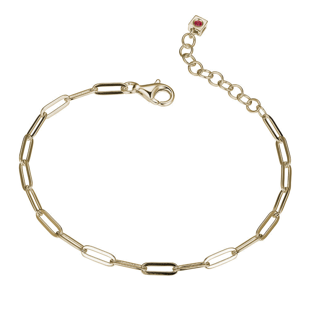 Sterling Silver Bracelet Made Of Paperclip Chain (3Mm), Measures 6.5" Long, Plus 1.25" Extender For Adjustable Length, 18K Yellow Gold Plated