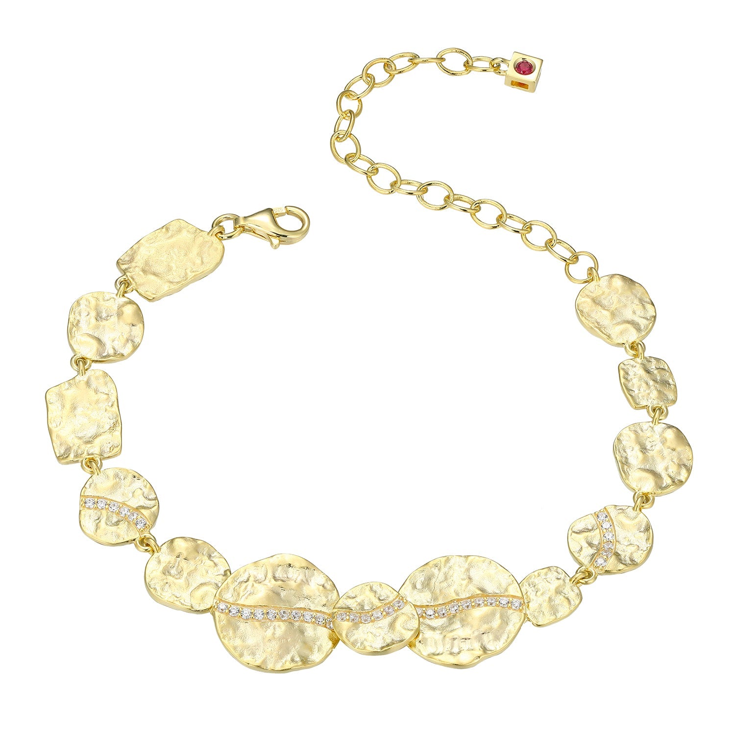 Sterling Silver Elle "Galaxy" Yellow Gold Plated White Cz Bracelet 6.5" + 2.5" Extension