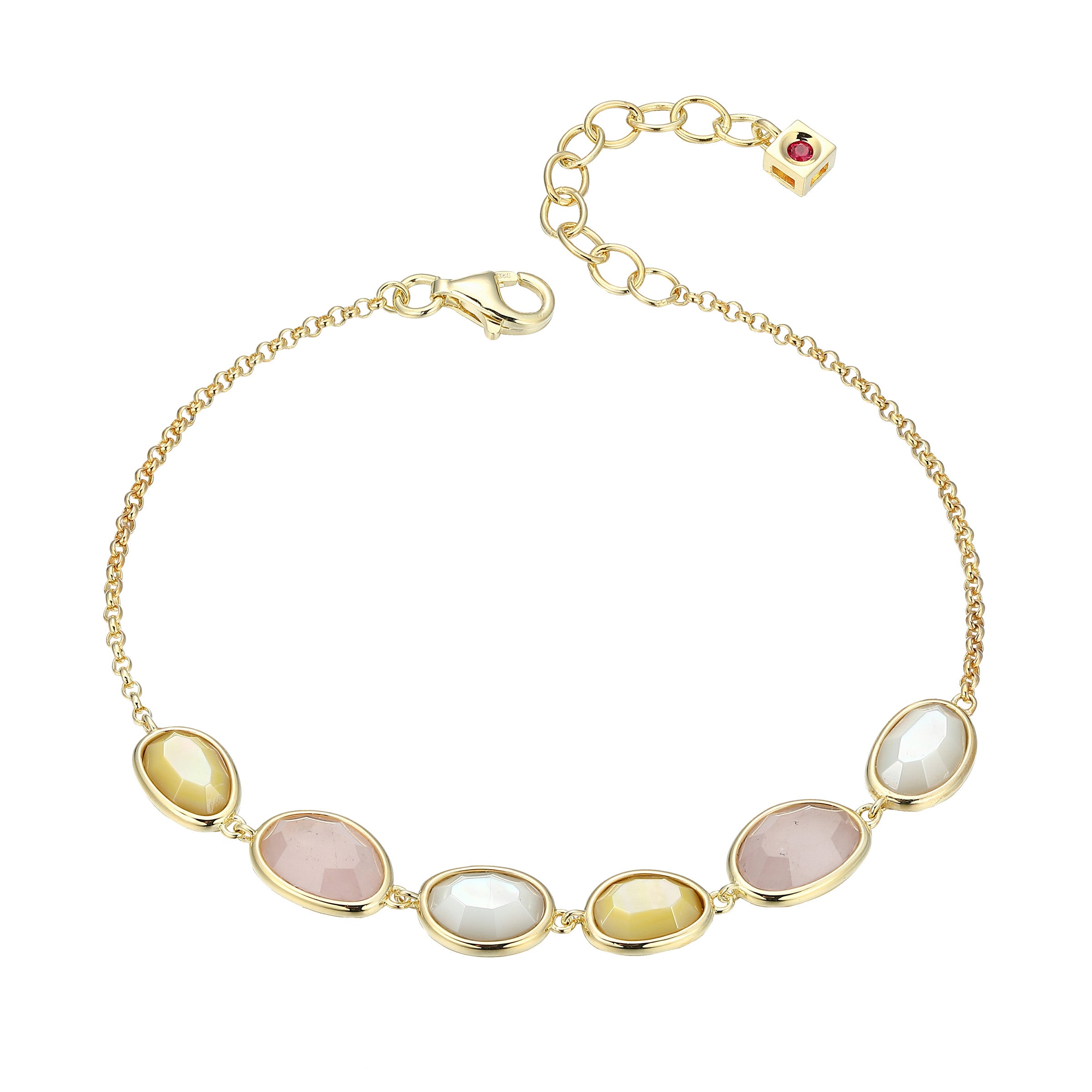 LB0241 - Reviere White and Yellow Mother-of-Pearl & Rose Quartz Bracelet