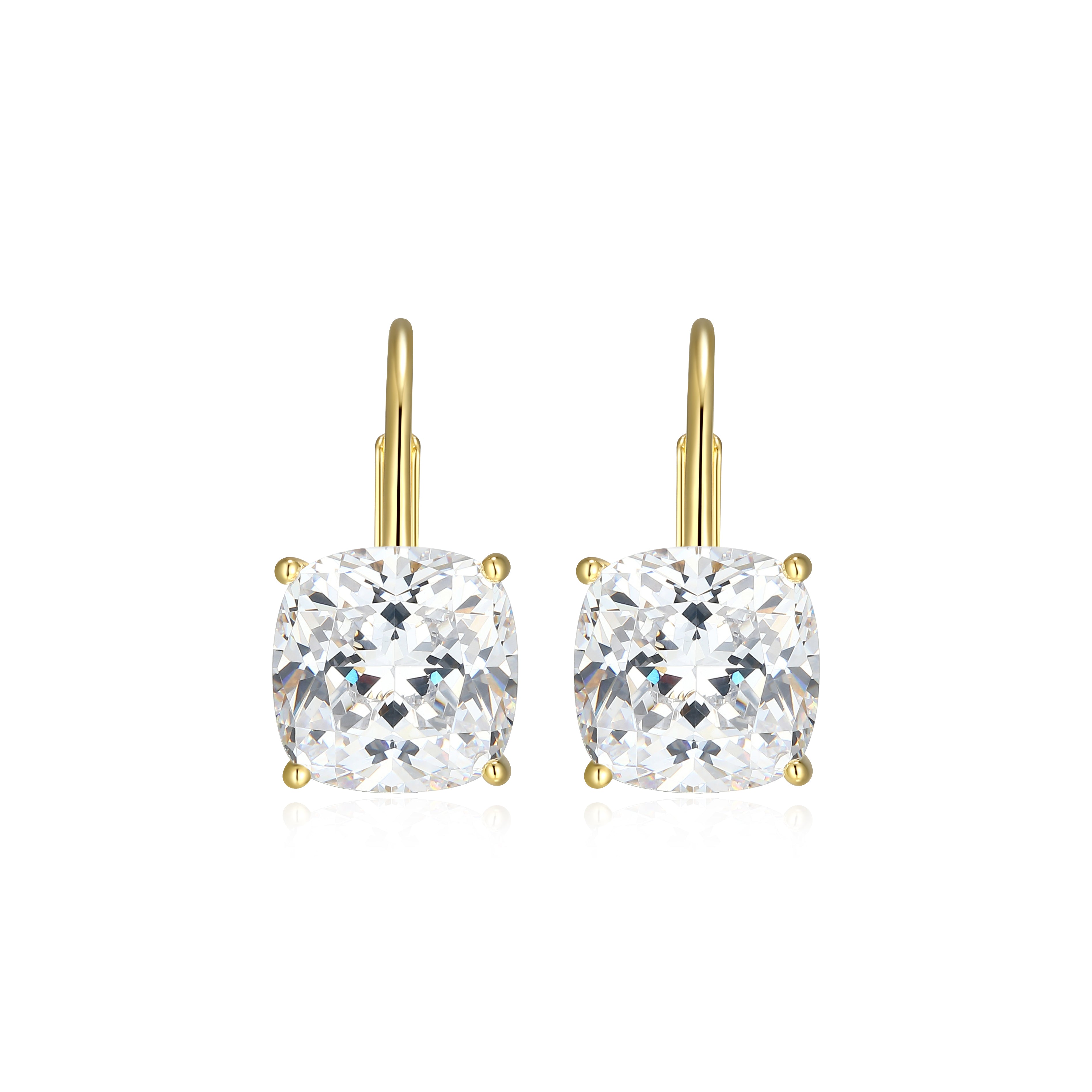 RE0185Y - Cushion-Cut CZ Leverback Earrings