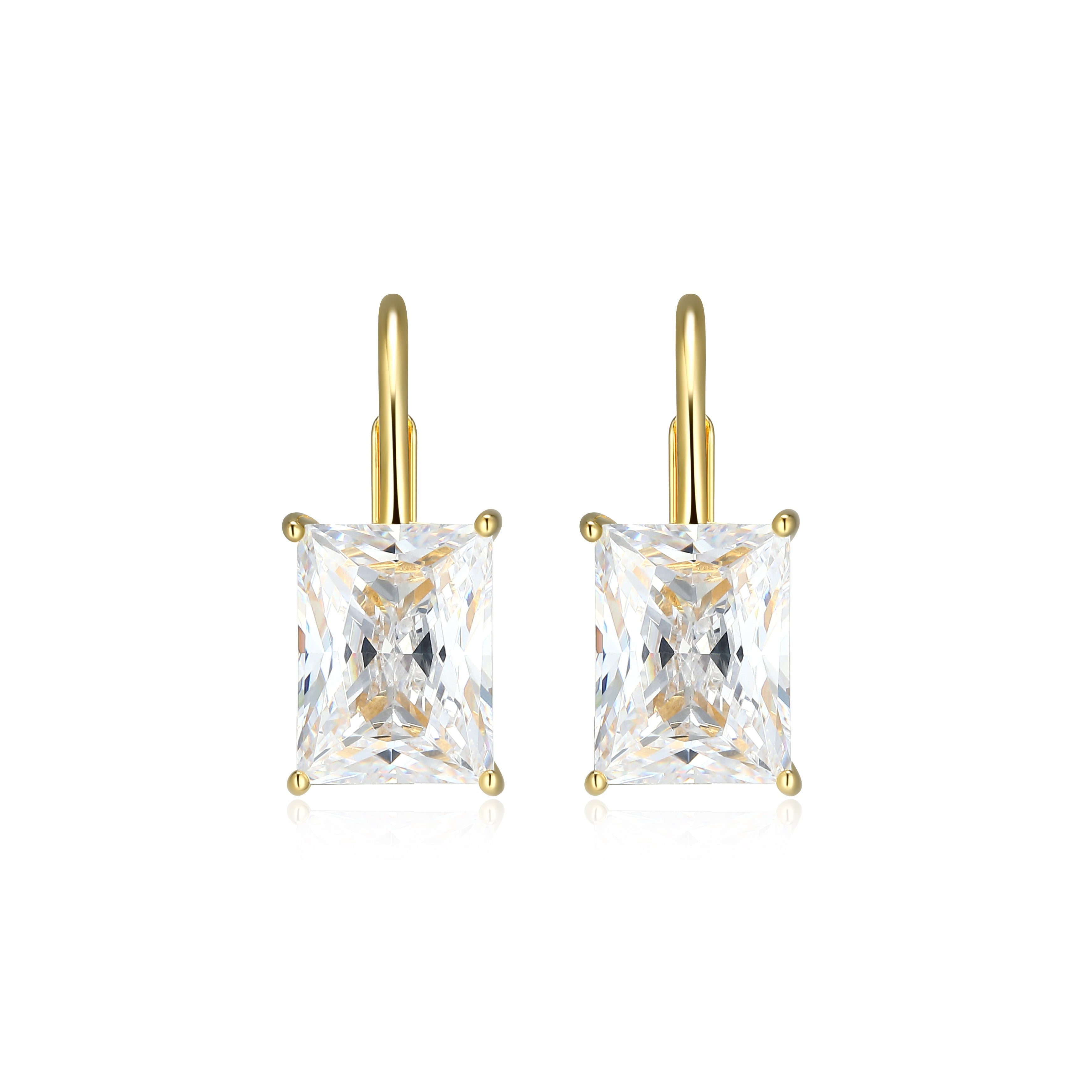 RE0186Y - Straight Baguette-Cut CZ Leverback Earrings