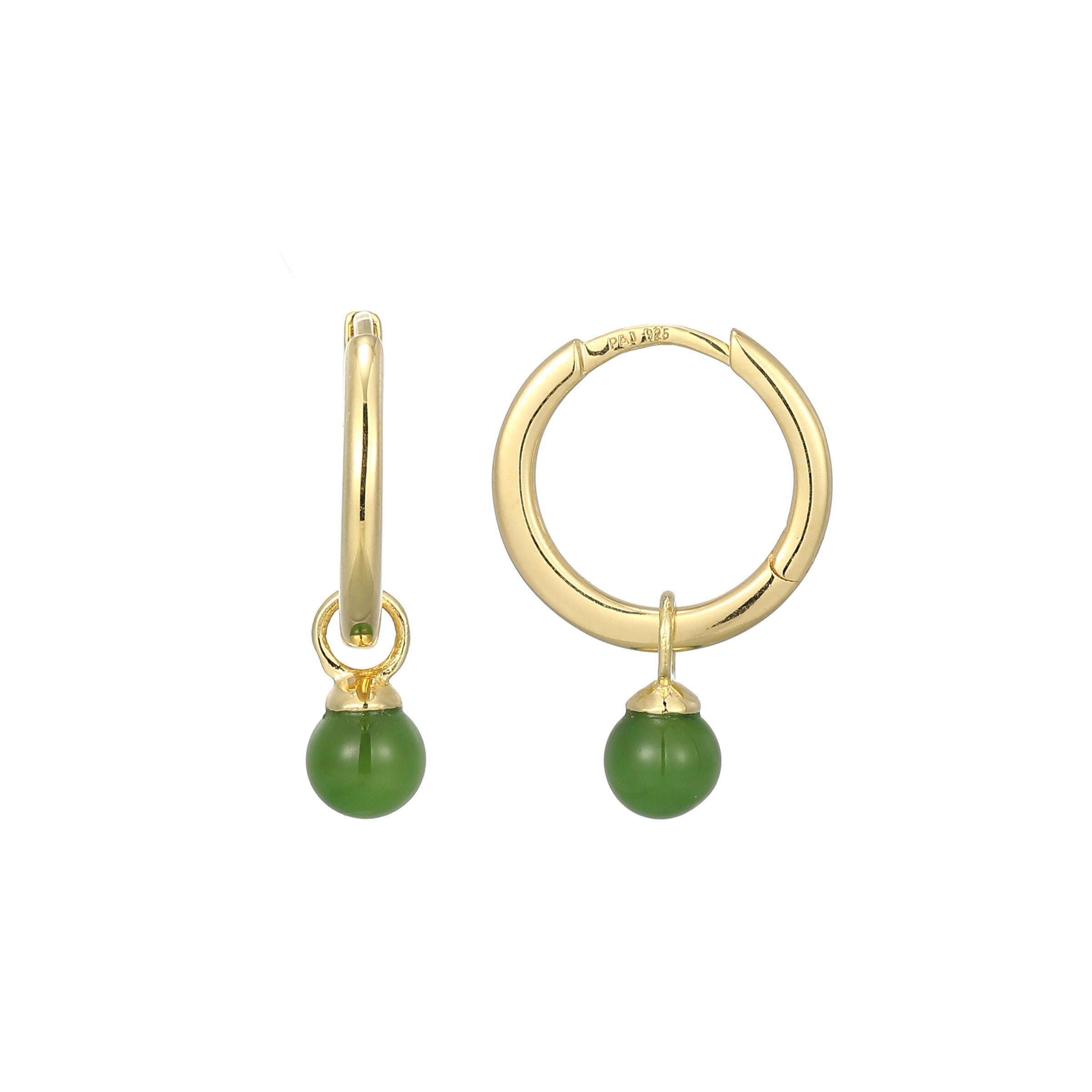 Ss Gp40 Ear G Natural Green Nephrite Jade(A) Rb 4Mm