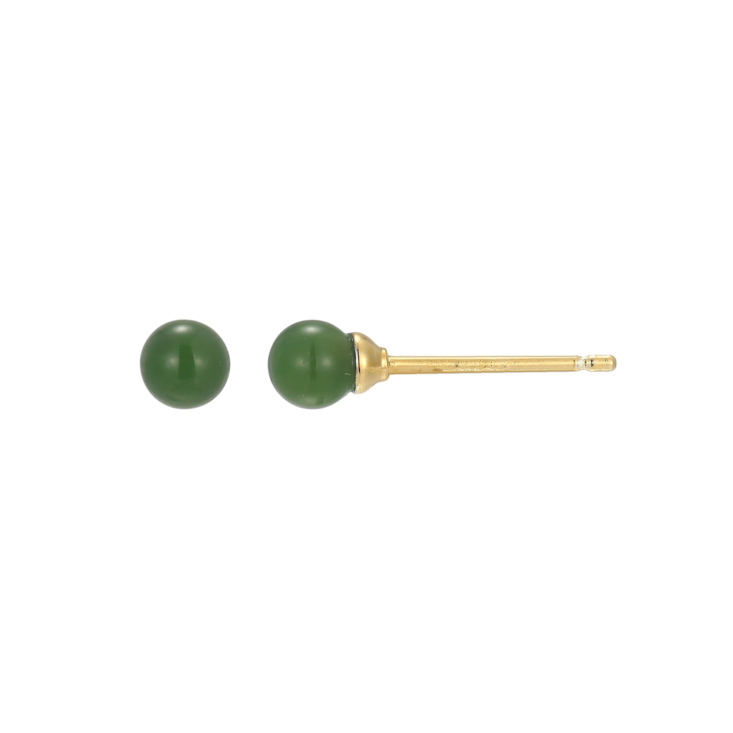 Ss Gp40 Ear G Natural Green Nephrite Jade(A) Rb 4Mm Post