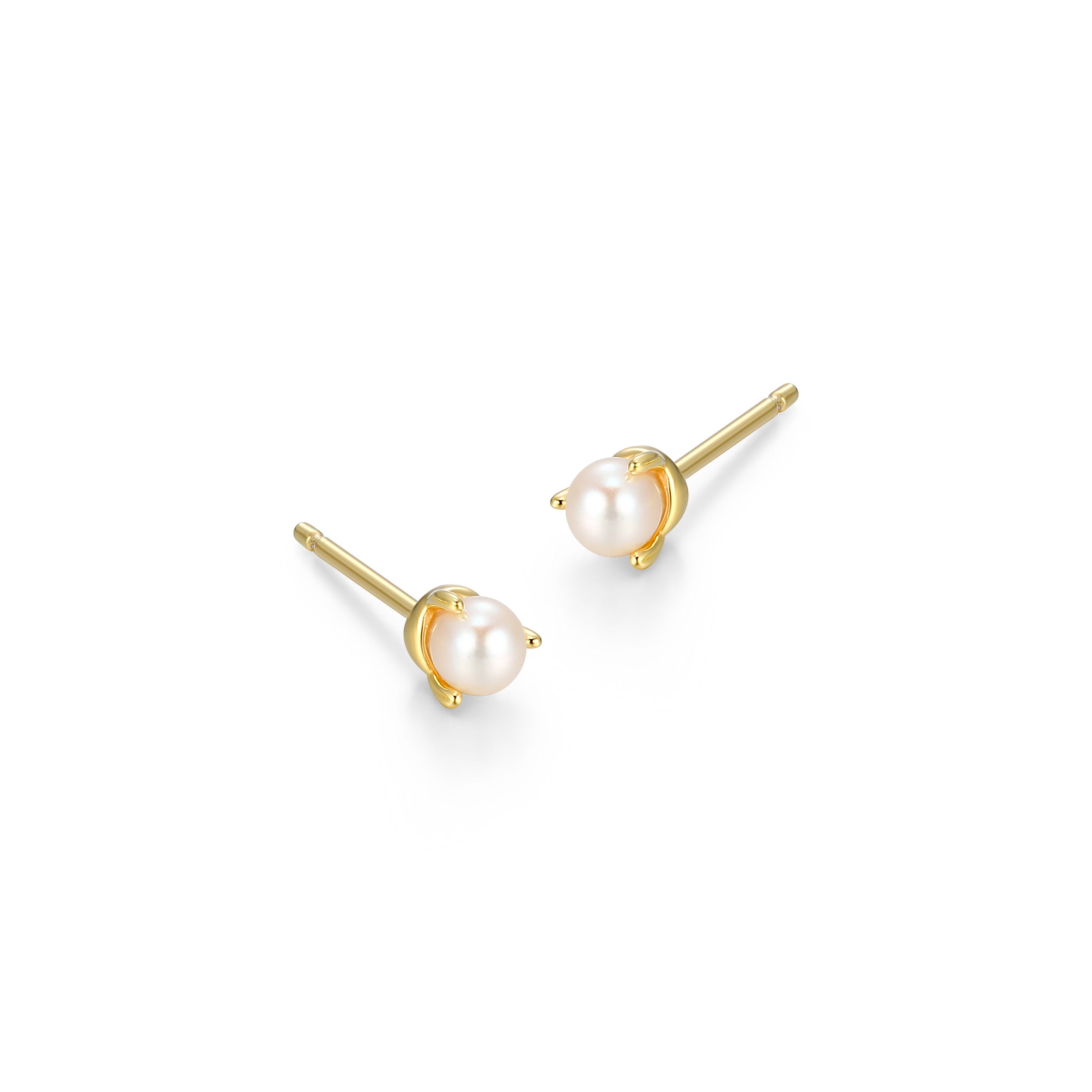 Ss Gp40 Ear G Wht Pl(1A) Off Round 3-3.5Mm Post