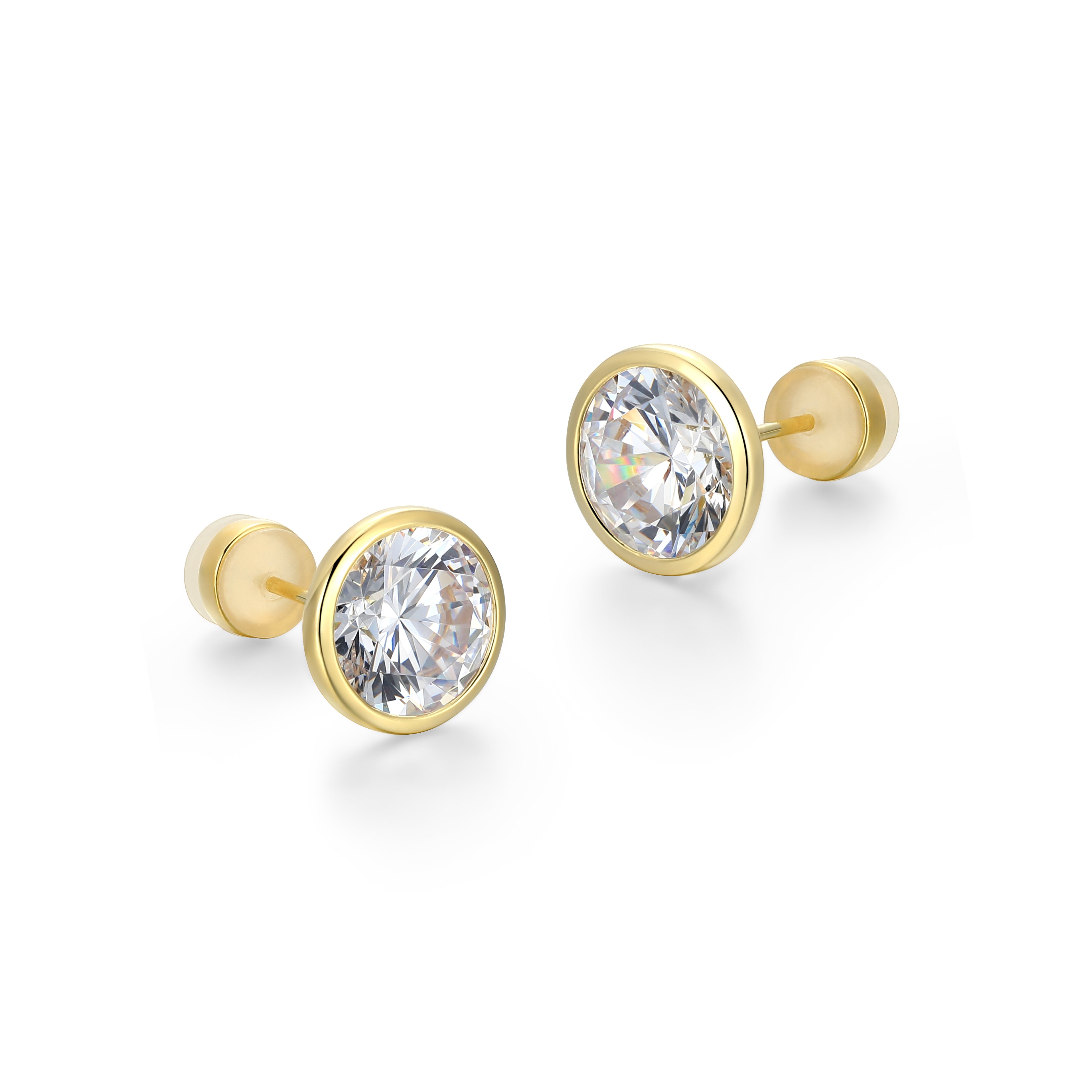 RE0183Y - Round-Cut CZ Stud Earrings