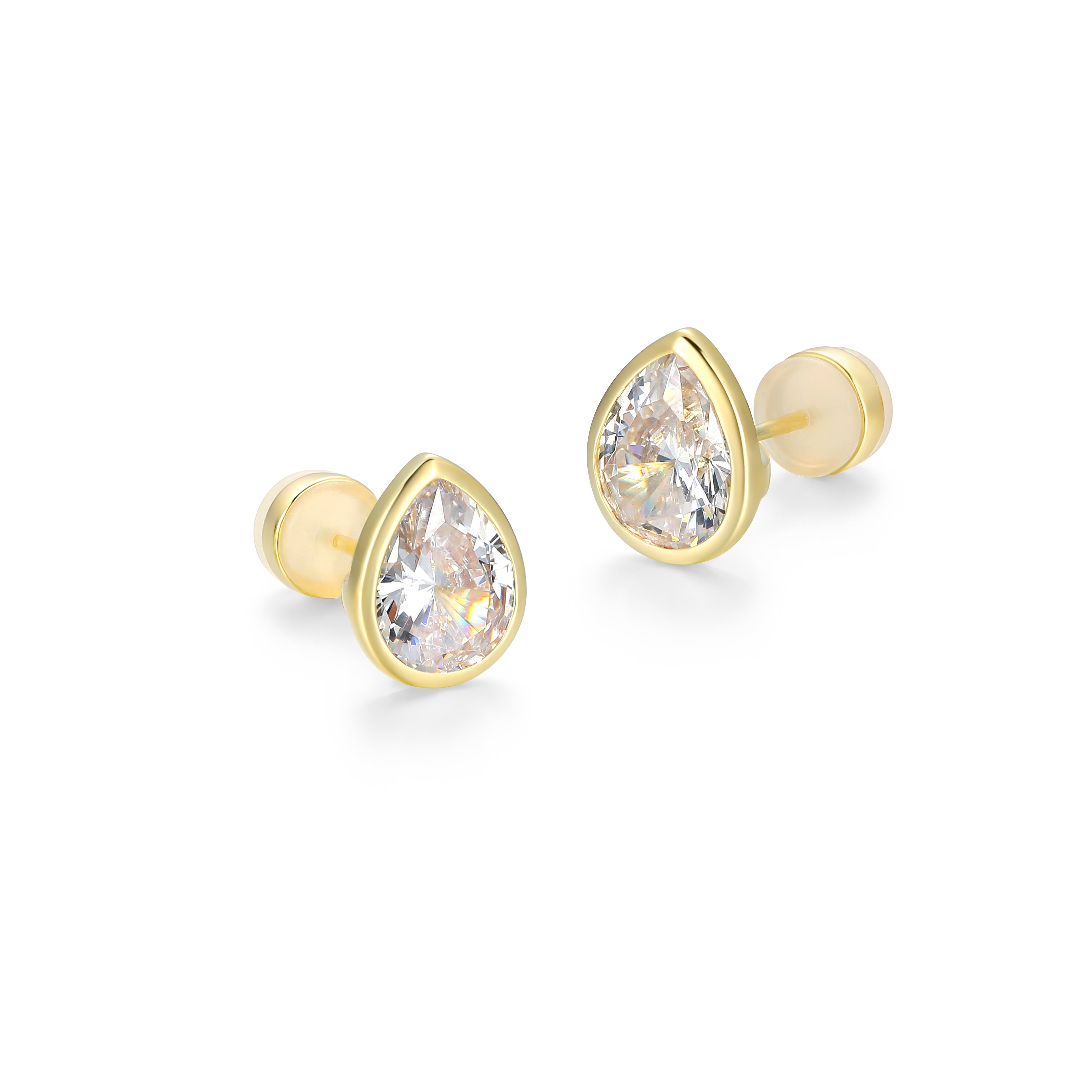 RE0181 - Pear-Cut CZ Stud Earrings