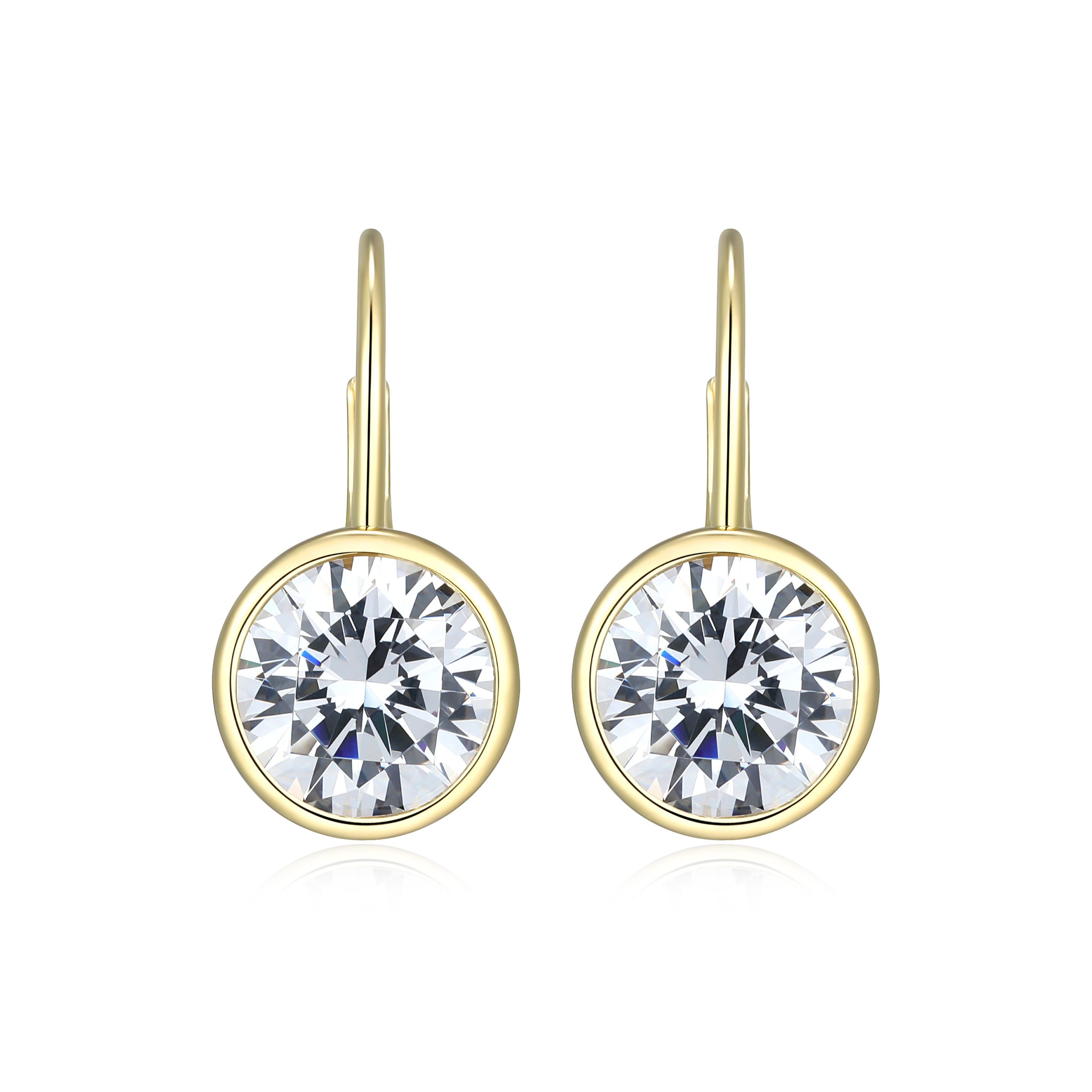 RE0182Y - Round-Cut CZ Leverback Earrings
