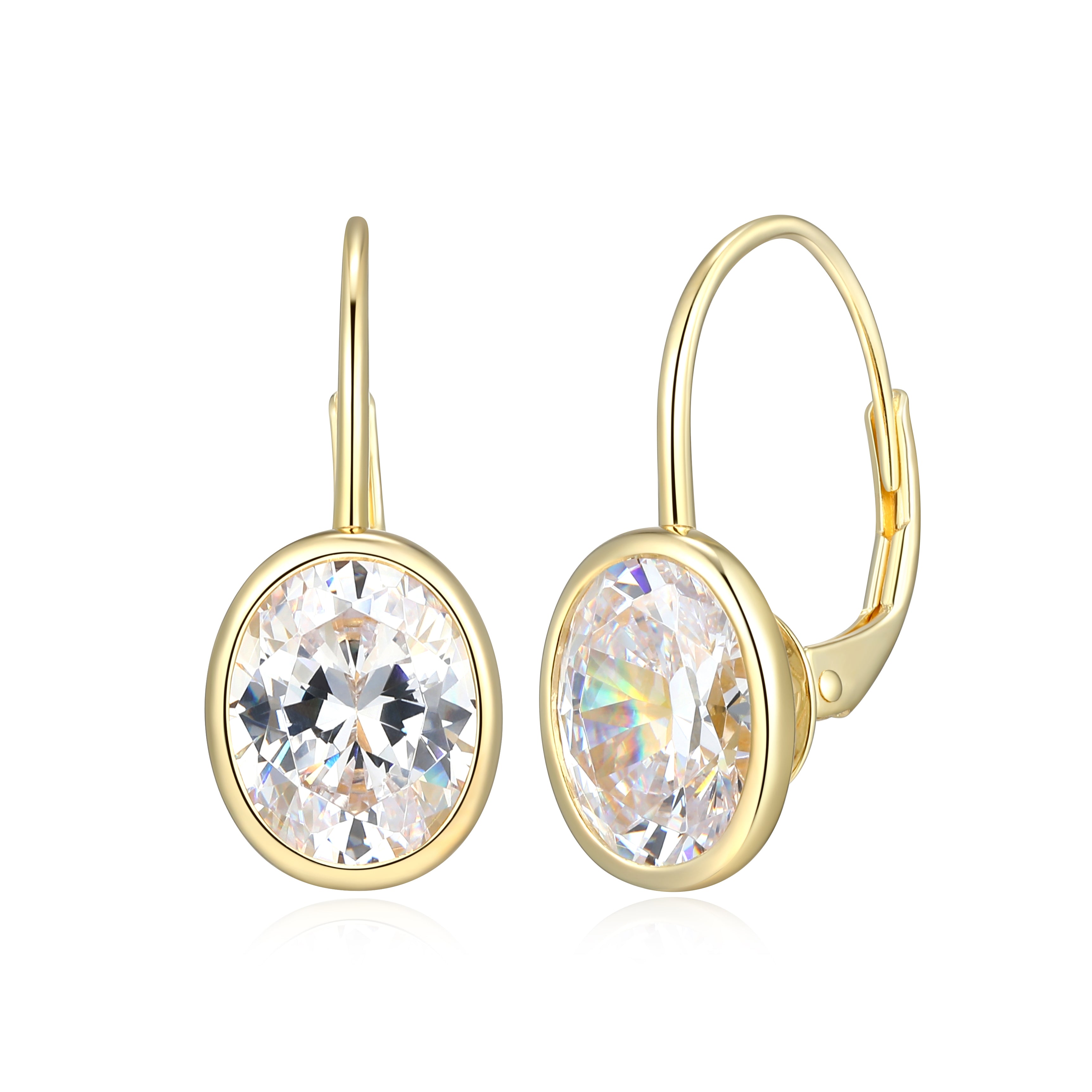RE0180 - Oval-Cut CZ Leverback Earrings