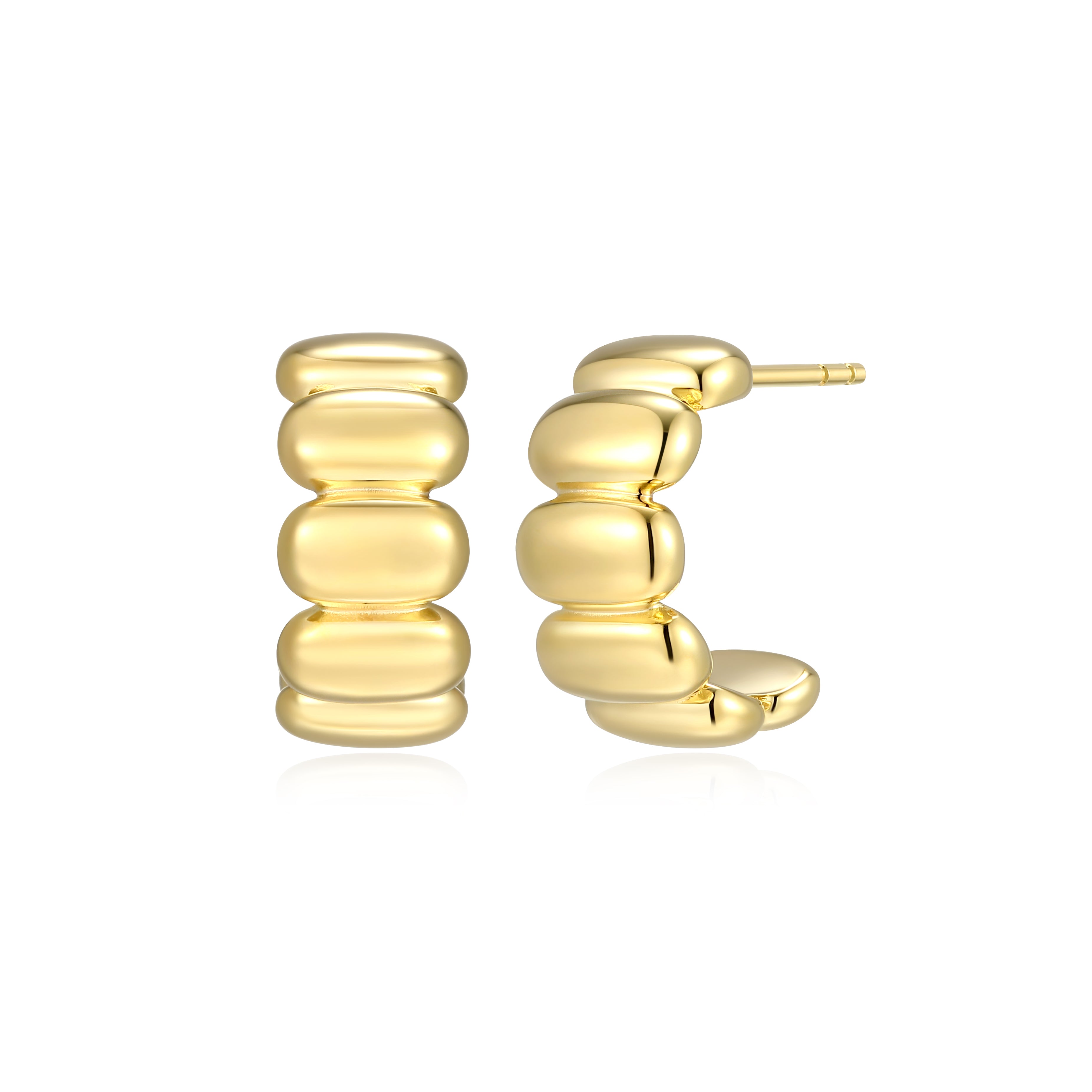 RE0191Y - Domed J-Hoop Earrings