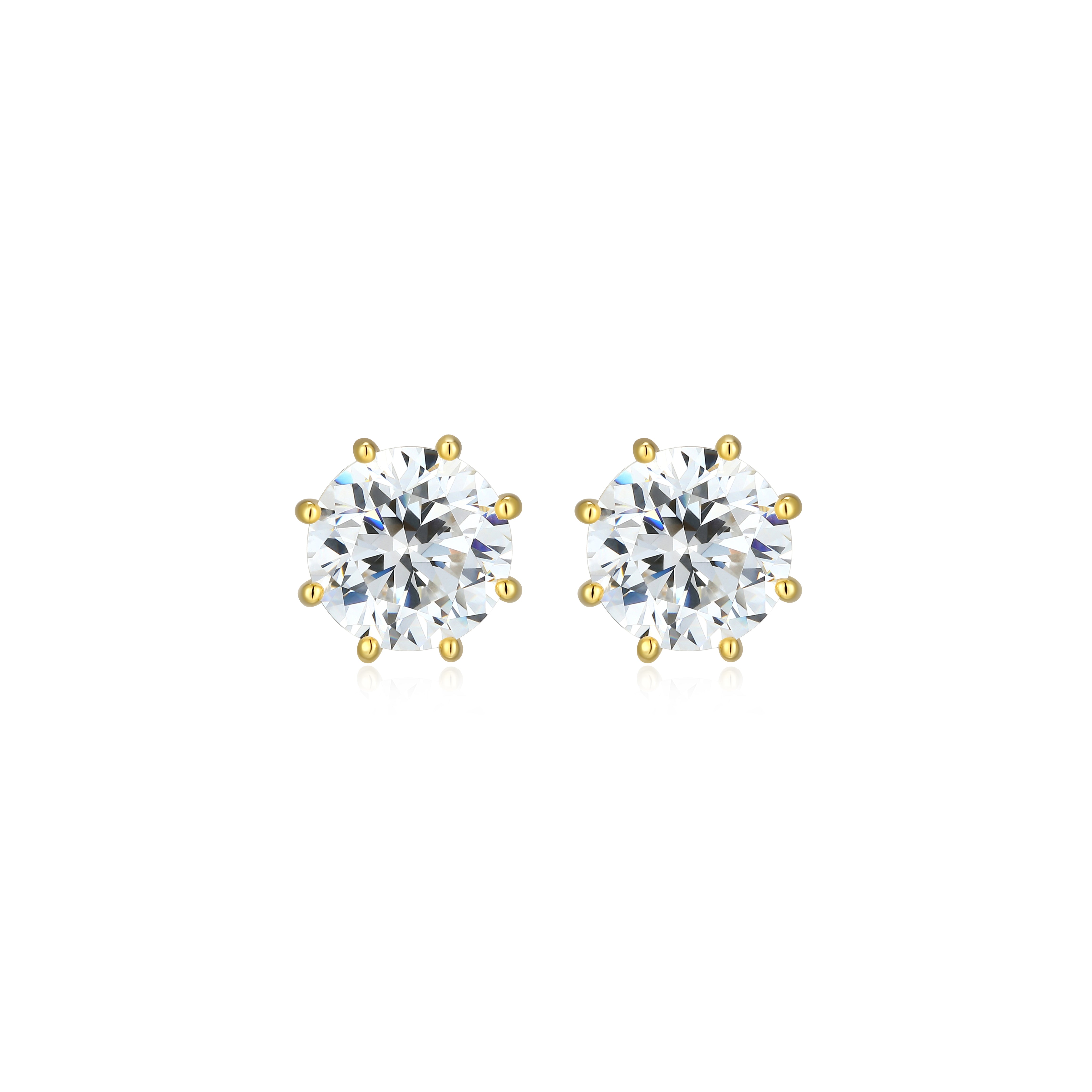 RE0187Y - 8-Prong Round-Cut CZ Stud Earrings