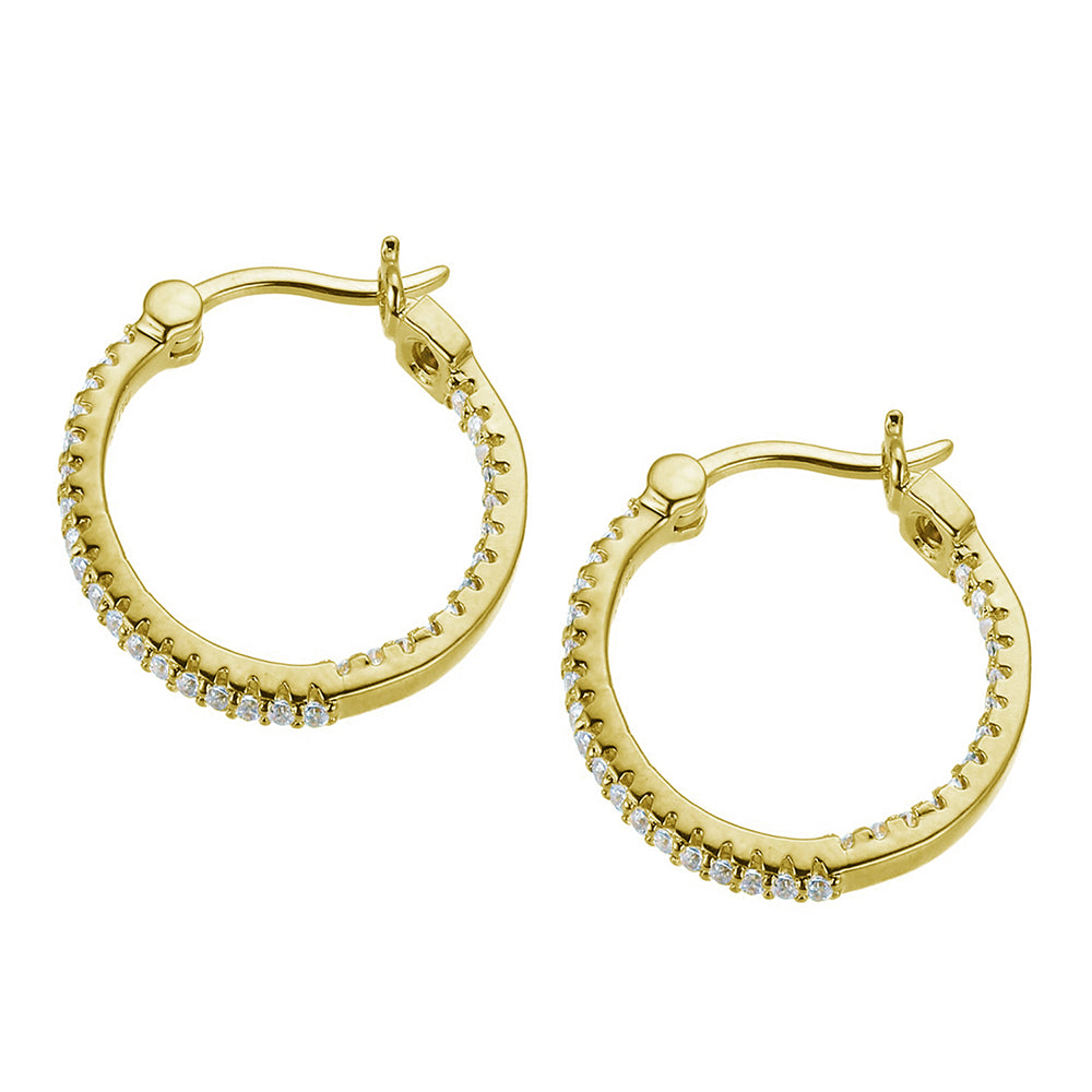 Sterling Silver "Rodeo Drive" Yellow Gold Plated Cz Hoop 20Mm