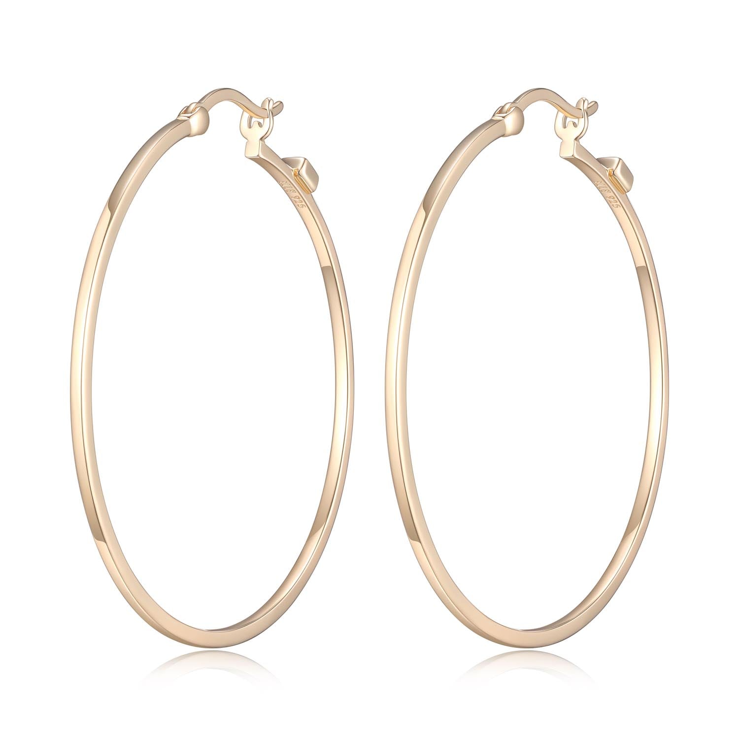 Sterling Silver Yellow Gold  Plated 45Mm Hoop Earring