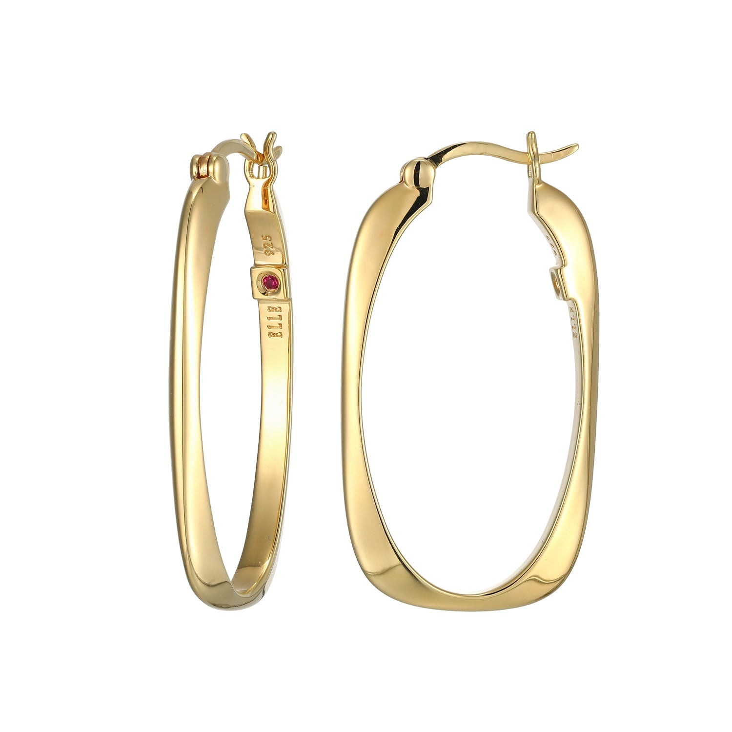Sterling Silver "Allure" Yellow Gold- Plated 35Mm Rectangular Hoop Earring
