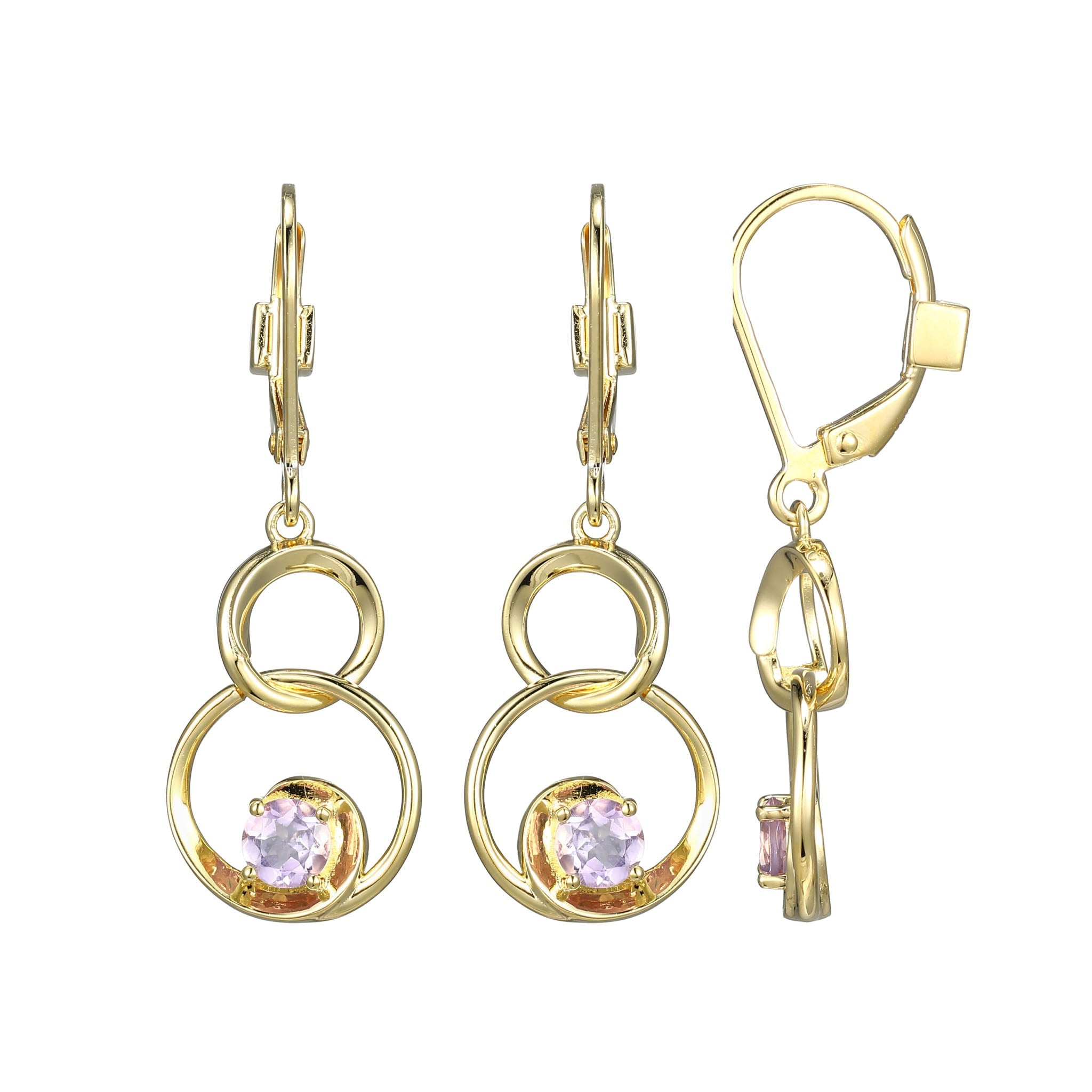 Add A Touch Of Elegance With These Stunning Drop Earrings From The Swirl Collection, Featuring Genuine Pink Amethyst Gemstones Set In 18K Gold-Plated Sterling Silver. The 32X12Mm Stones Offer A Luxurious Look.