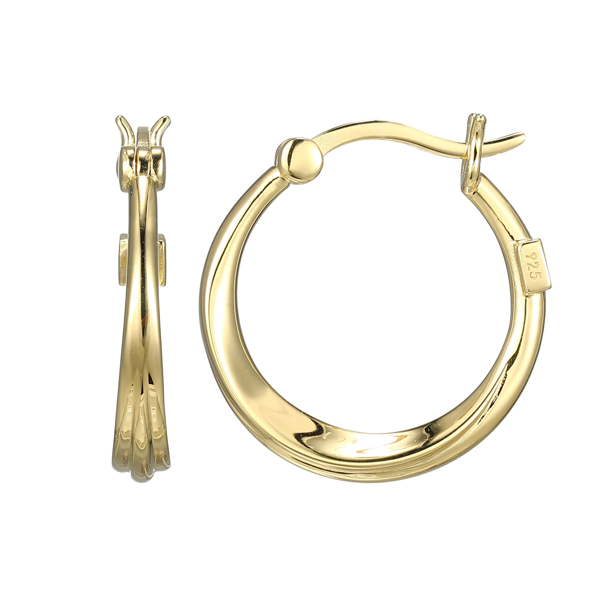 These Hoop Earrings From Elle'S Swirl Collection Feature An Intricate Design Crafted From 18K Gold-Plated Sterling Silver. Measuring 20Mm, The Hoops Are Comfortable, Versatile, And Easy To Style Up Or Down.