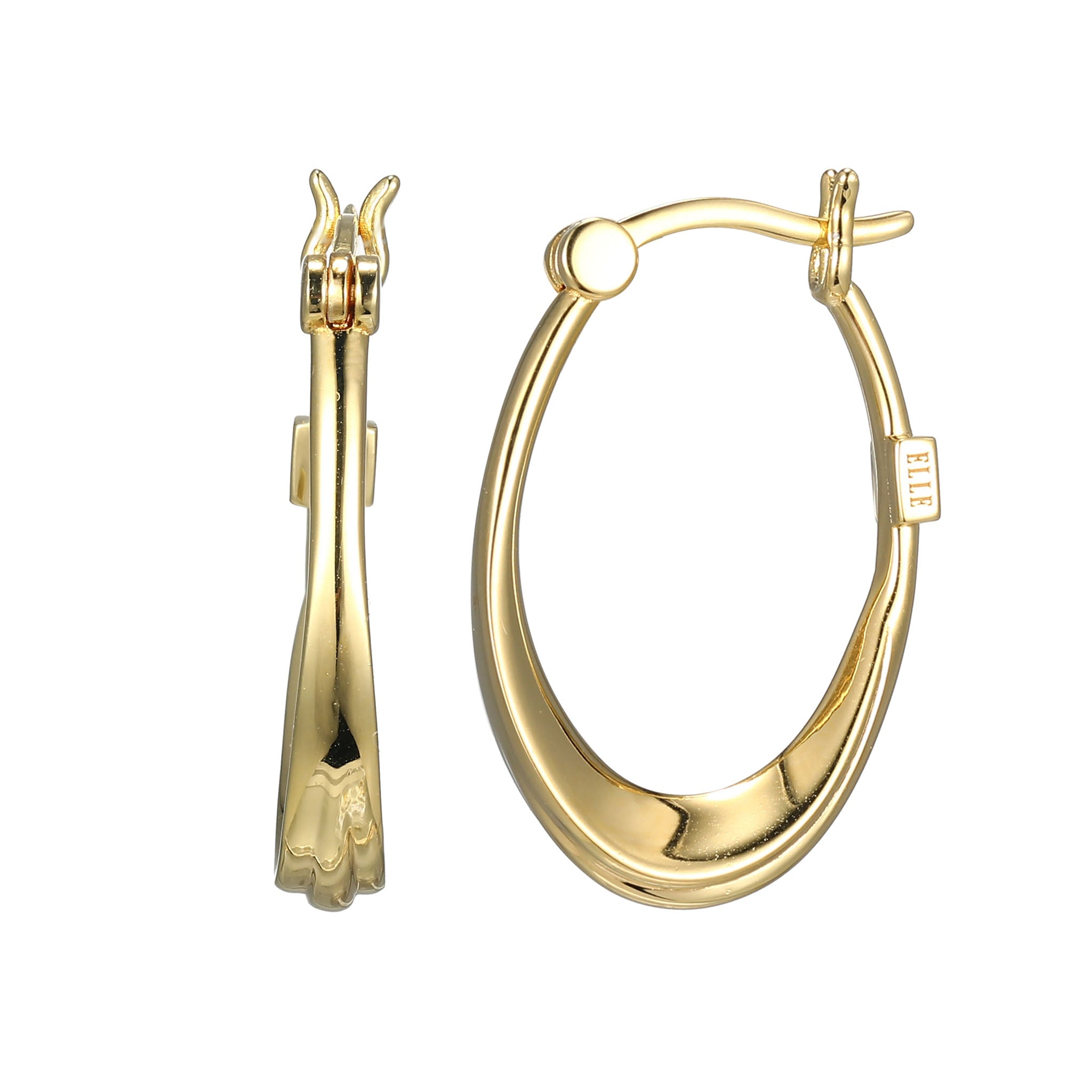 Discover Elegance With These Swirl Collection Hoop Earrings, Crafted From 18K Gold-Plated Sterling Silver. The Intricate 25X15Mm Swirl Design Adds Sophistication To Any Ensemble.