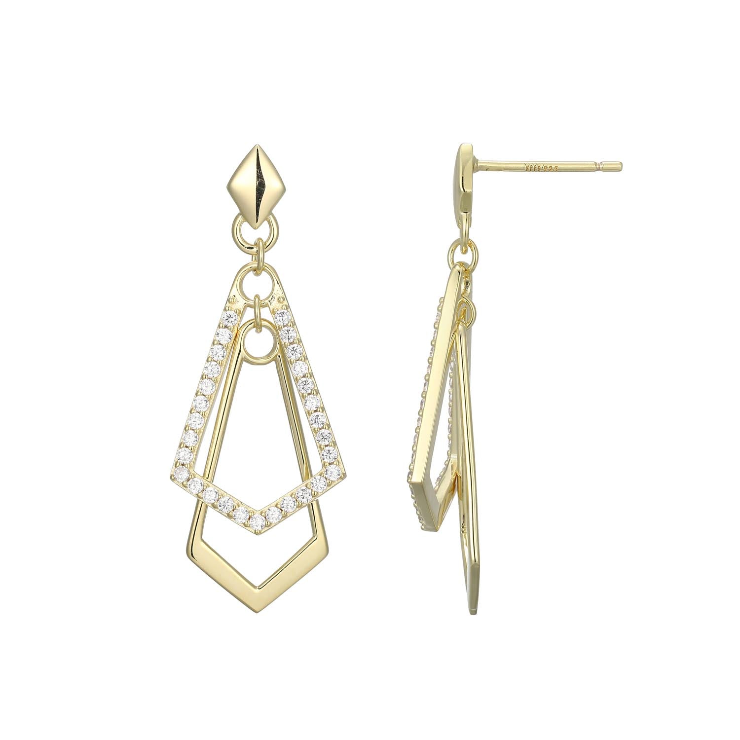 These Earrings From Elle'S Art Deco Collection Add The Perfect Touch Of Glam To Any Outfit. Crafted From 18K Gold-Plated Sterling Silver And Measuring 35X13Mm, These Earrings Offer Sophisitication And All-Day Comfortable Wear.