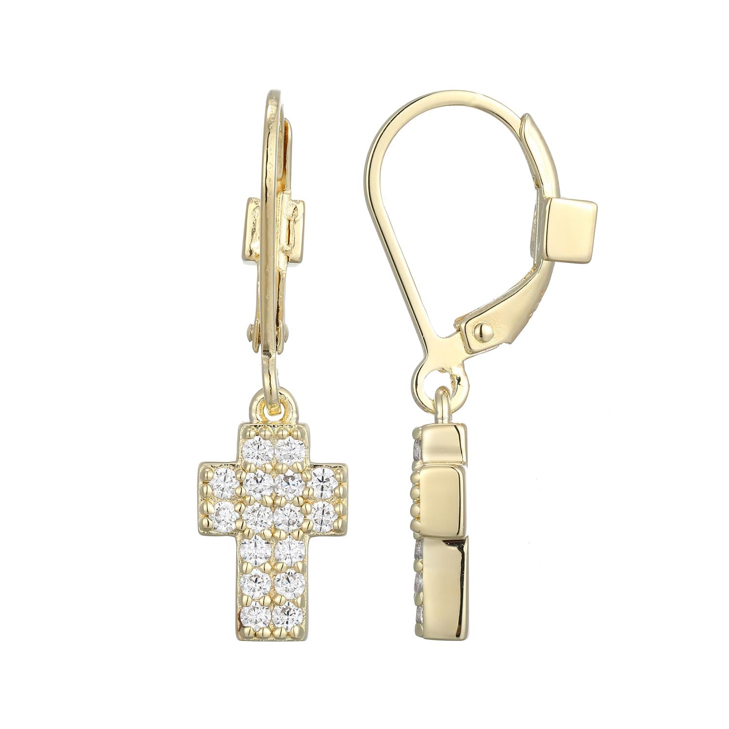 These Humanity Collection Cross Earrings Offer Refined Simplicity With A Subtle Expression Of Hope And Grace. Flawlessly Set Cubic Zirconias Shimmer From Every Angle. Available In Rhodium-Plated And Yellow Gold-Plated Sterling Silver.