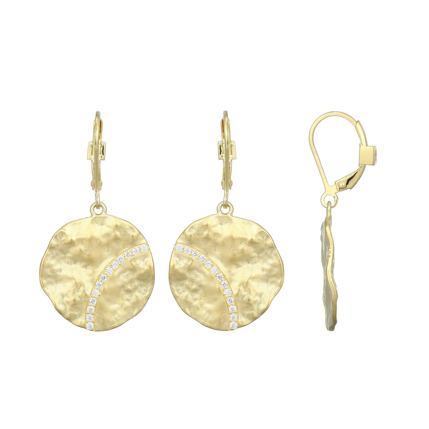 Sterling Silver Elle "Galaxy" Yellow Gold Plated White Cz Earrings
