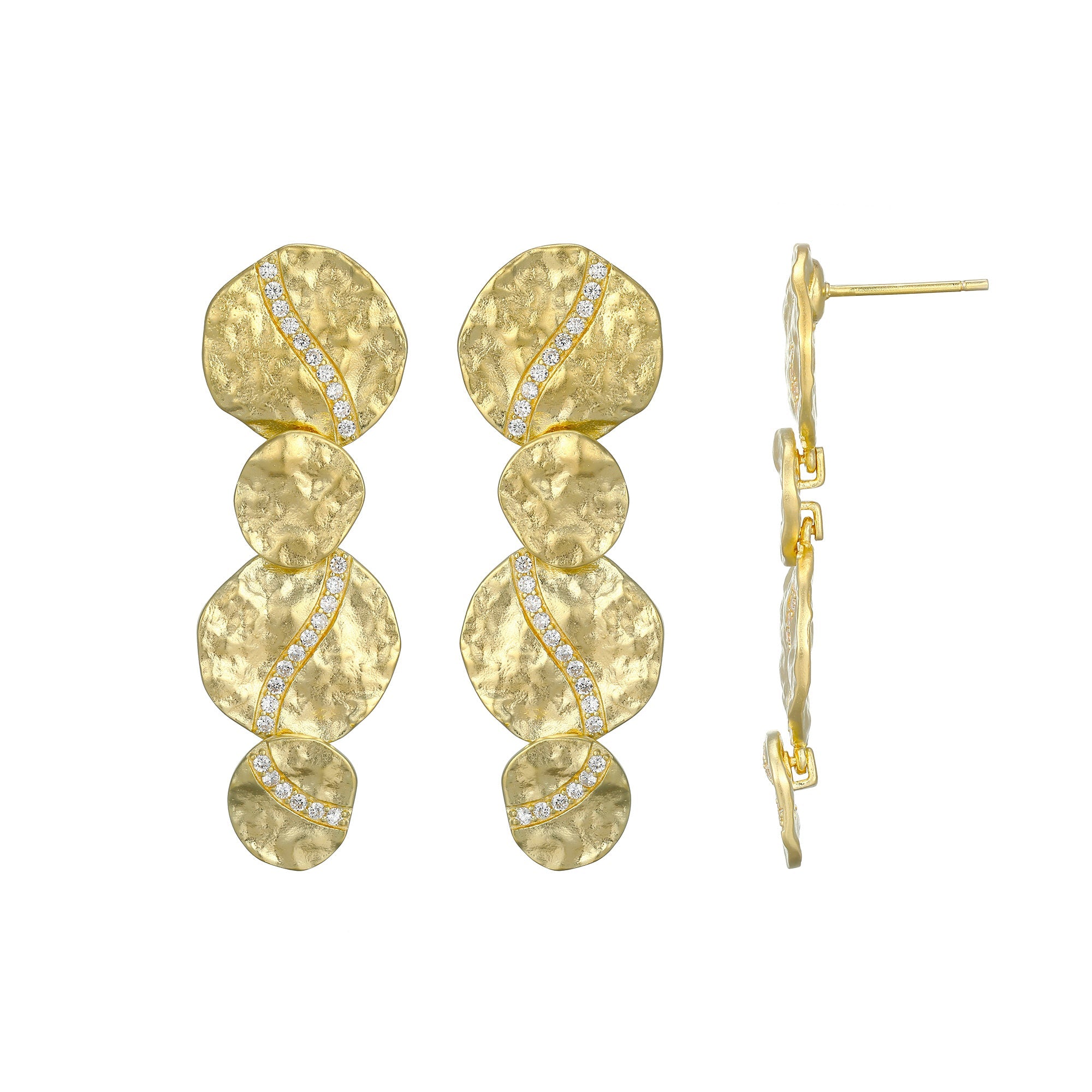 Sterling Silver Elle "Galaxy" Yellow Gold Plated White Cz Earrings