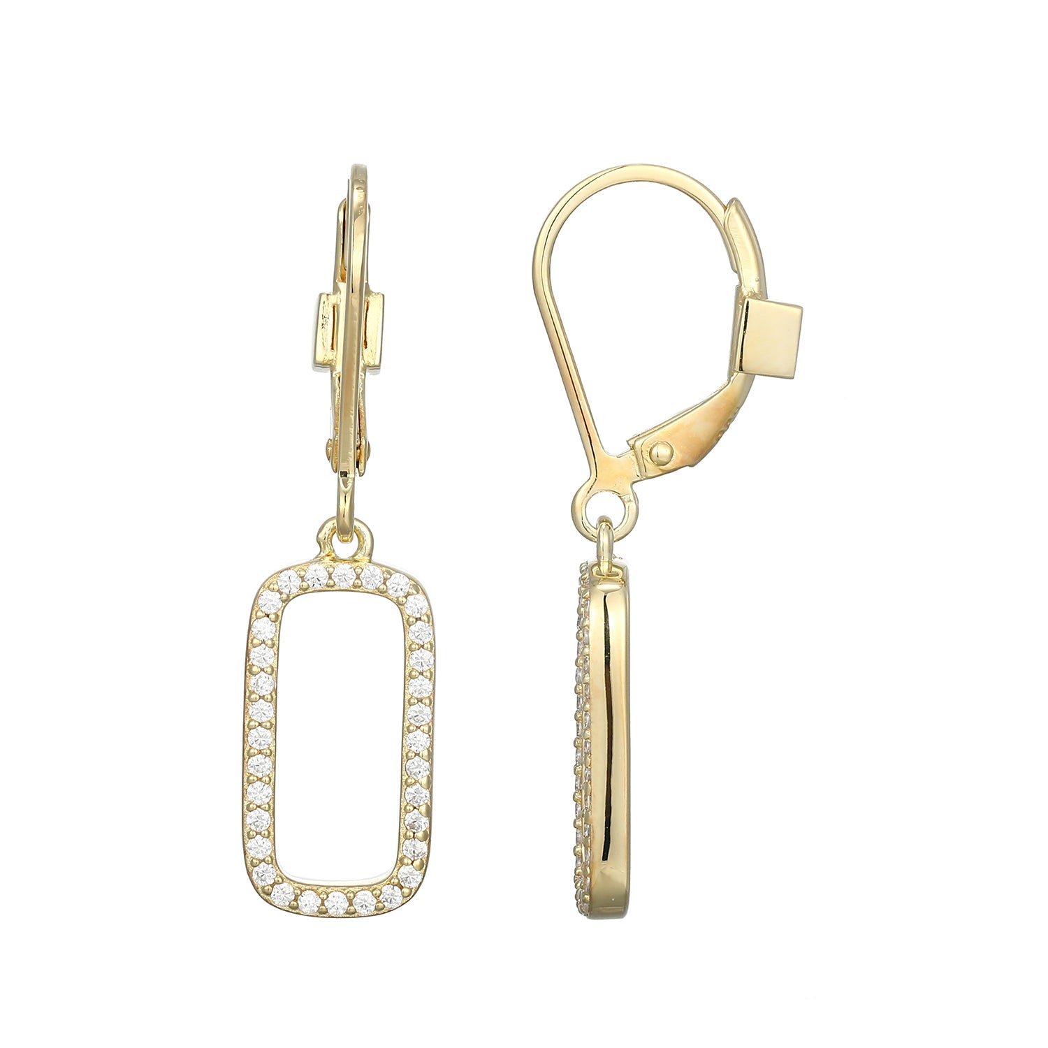Sterling Silver Elle "Allure 2.0" Yellow Gold Plated White Cz Earrings