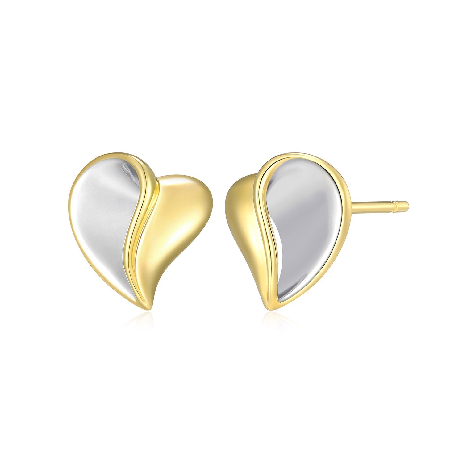 Sterling Silver Elle "Amour" Yellow Gold  And Rhodium Plated Earrings
