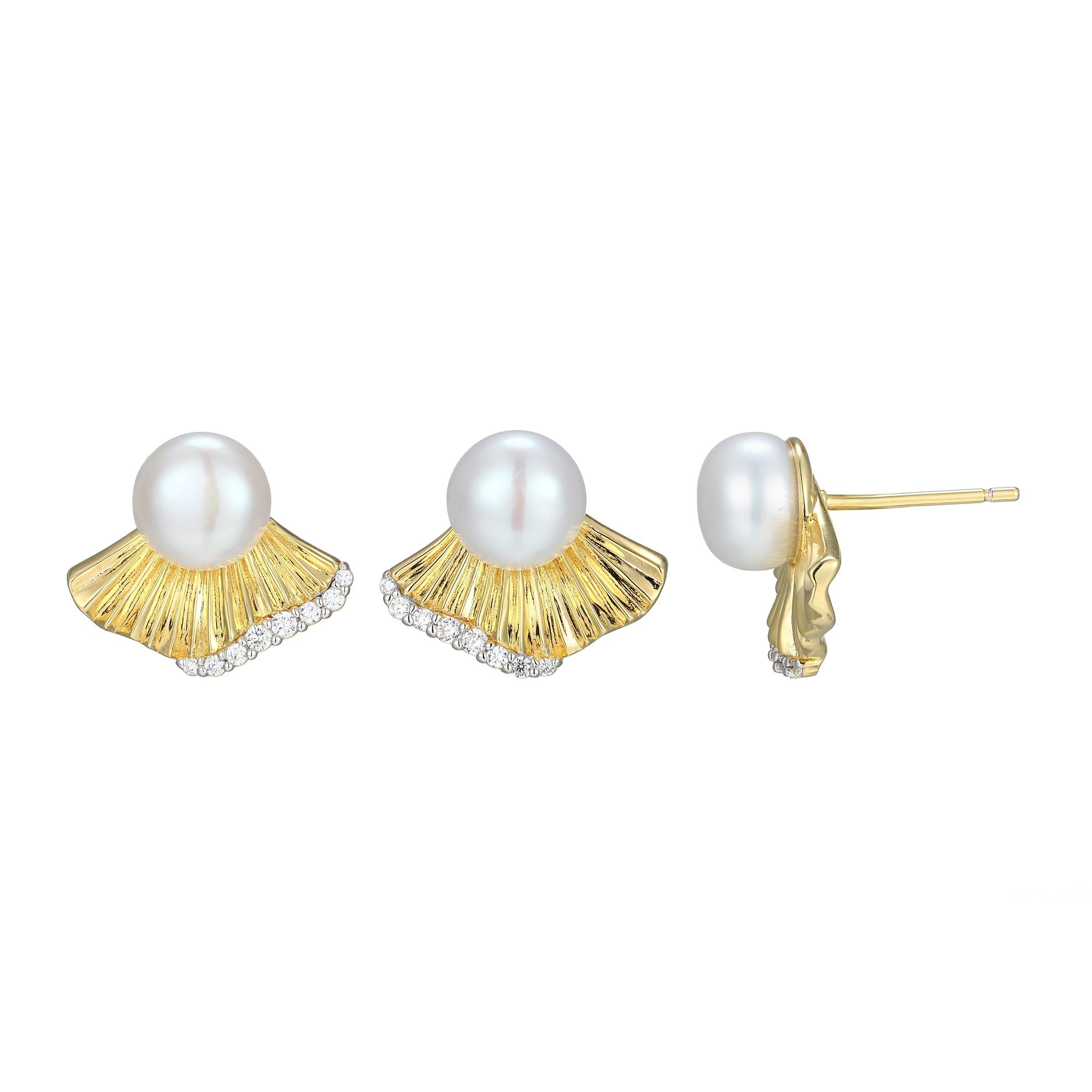 LE0261 - Butterfly Freshwater Pearl Stud Earrings