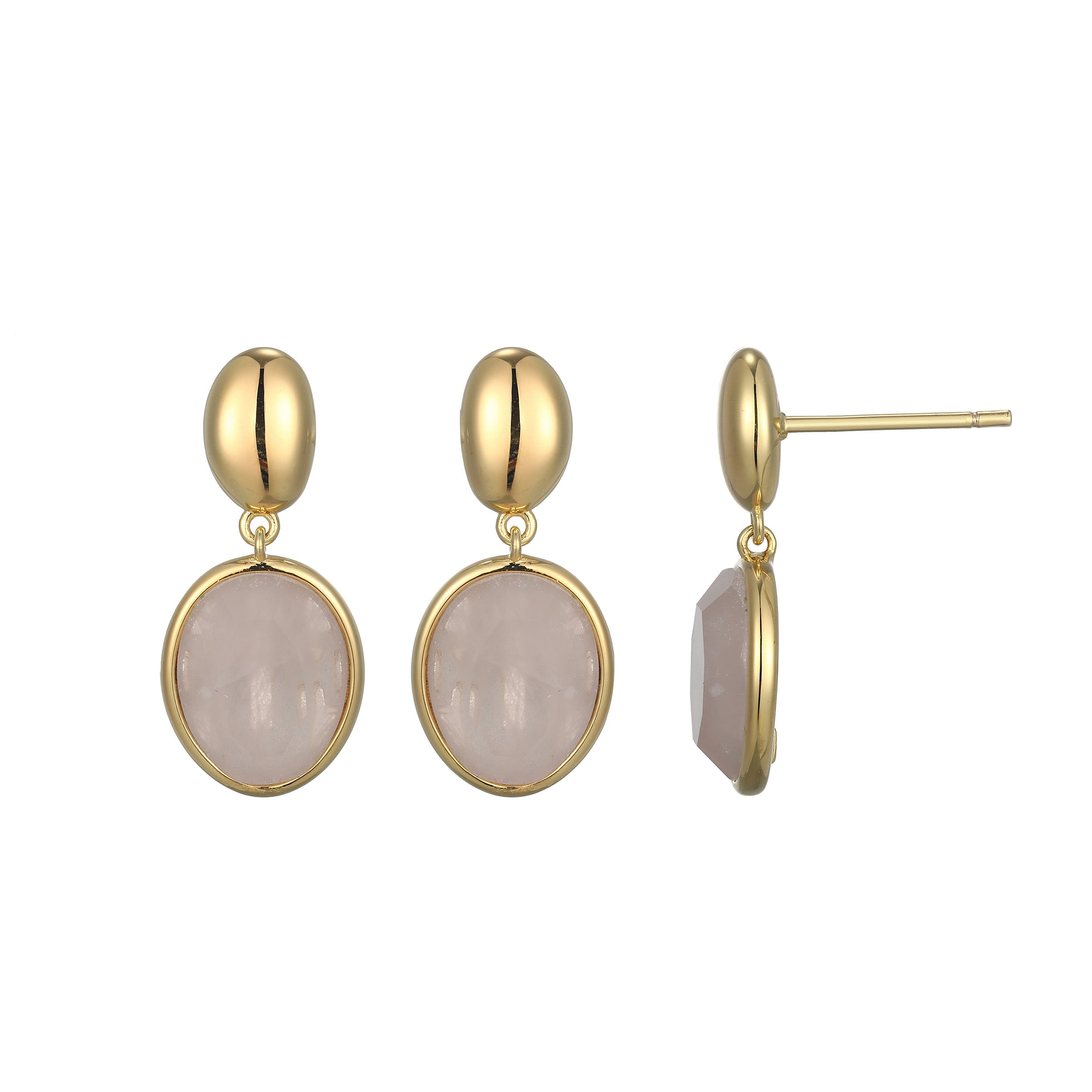 LE0240 - Riviere Rose Quartz Drop Earrings
