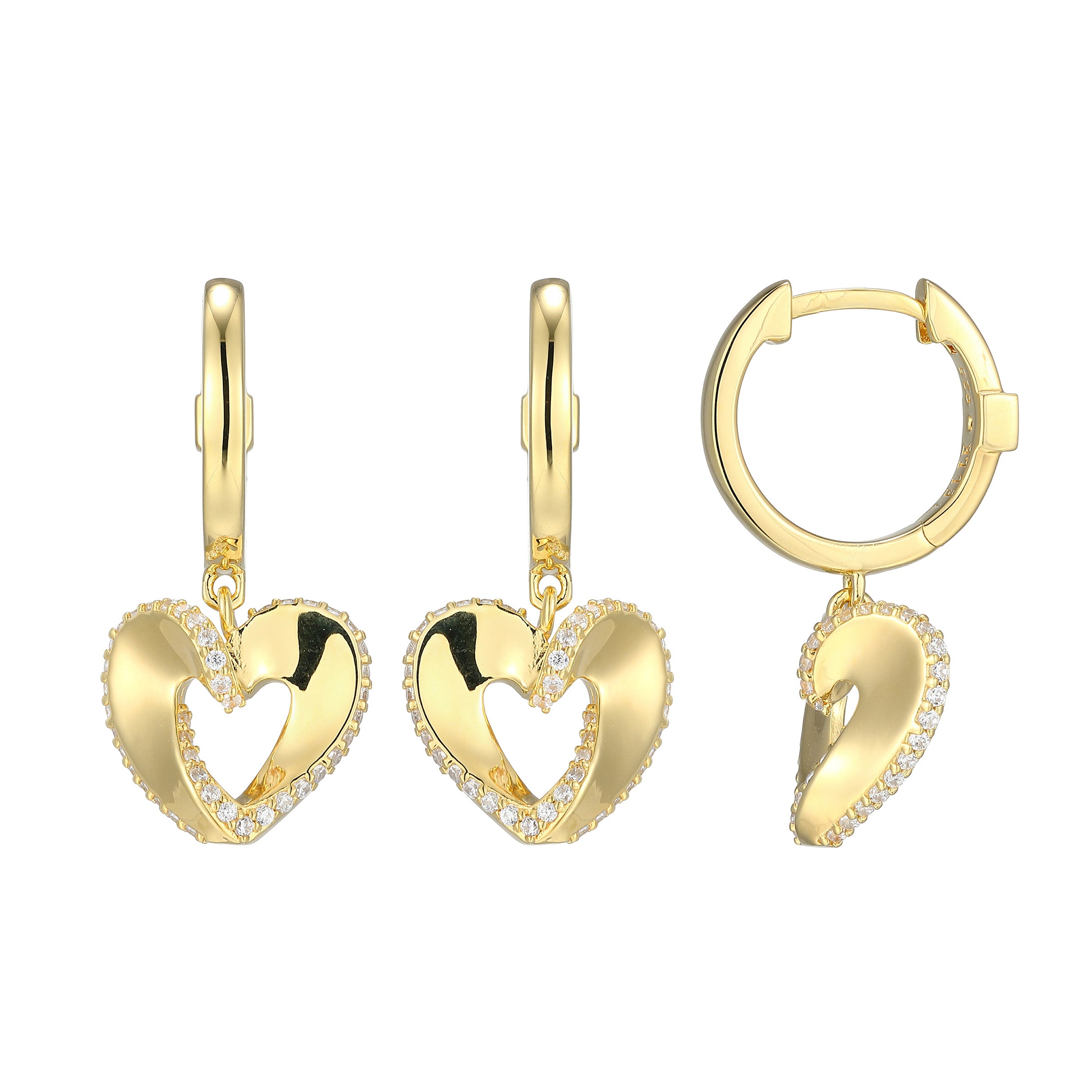 LE0252 - Ribbon Heart Huggie Drop Earrings