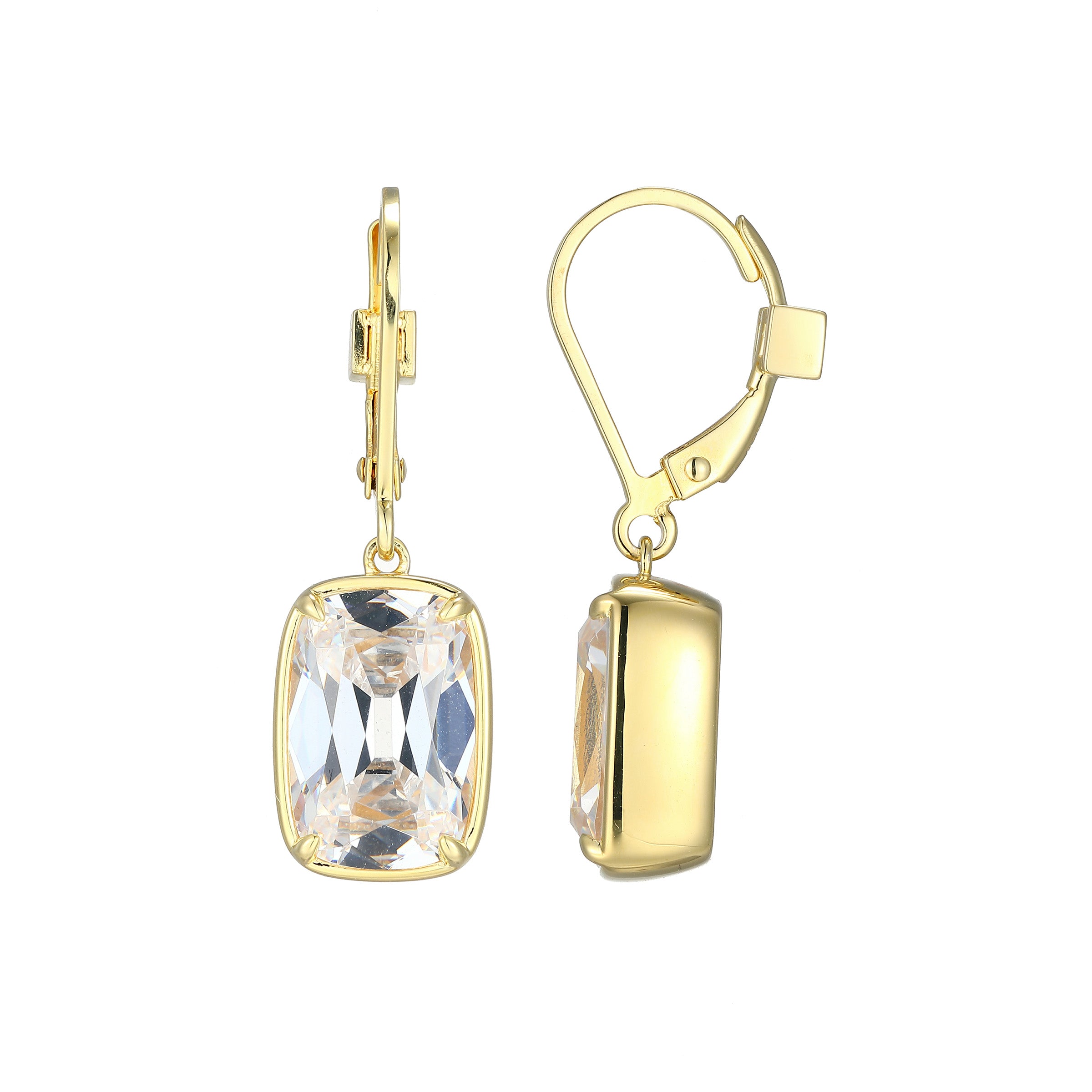 LE0270 - Serenelle Old-Mine-Cut Emerald Cushion Leverback Earrings