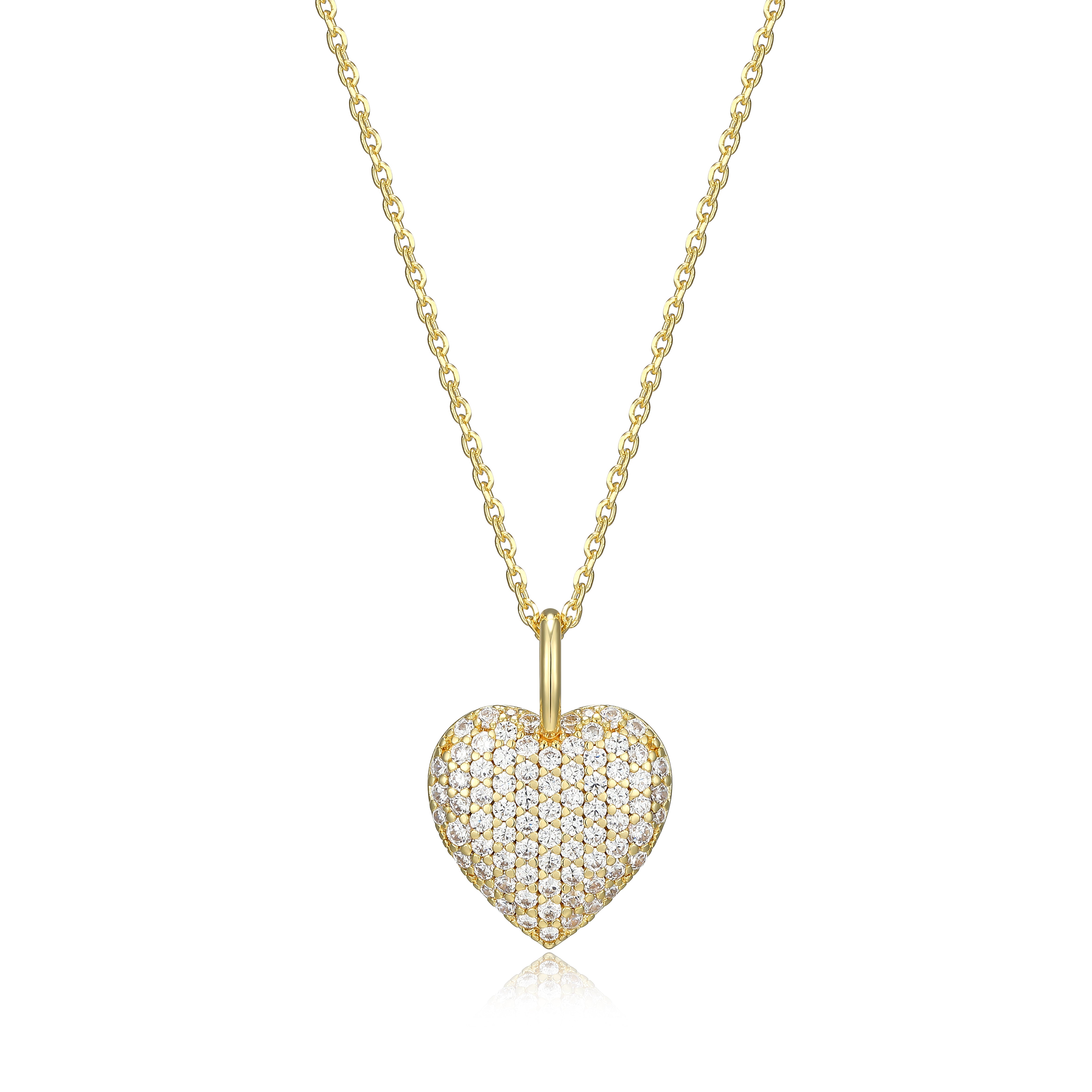 RN0198Y - Pavé Heart Pendant Necklace