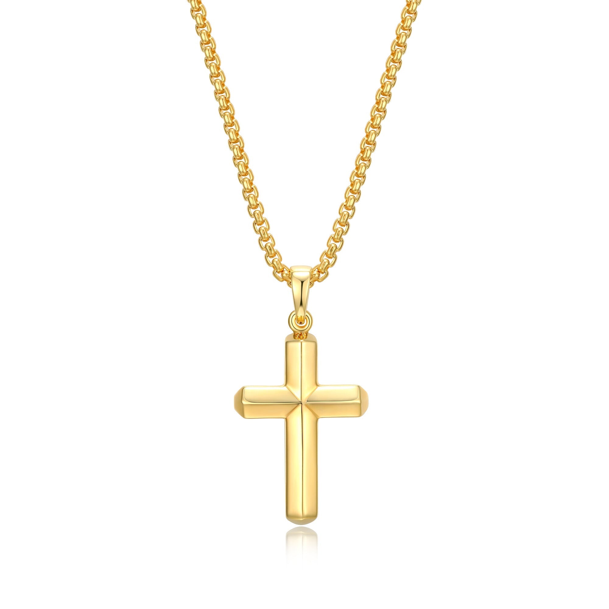 UN0025 - Basic Yellow Gold - Plated Sterling Silver Cross Pendant Necklace