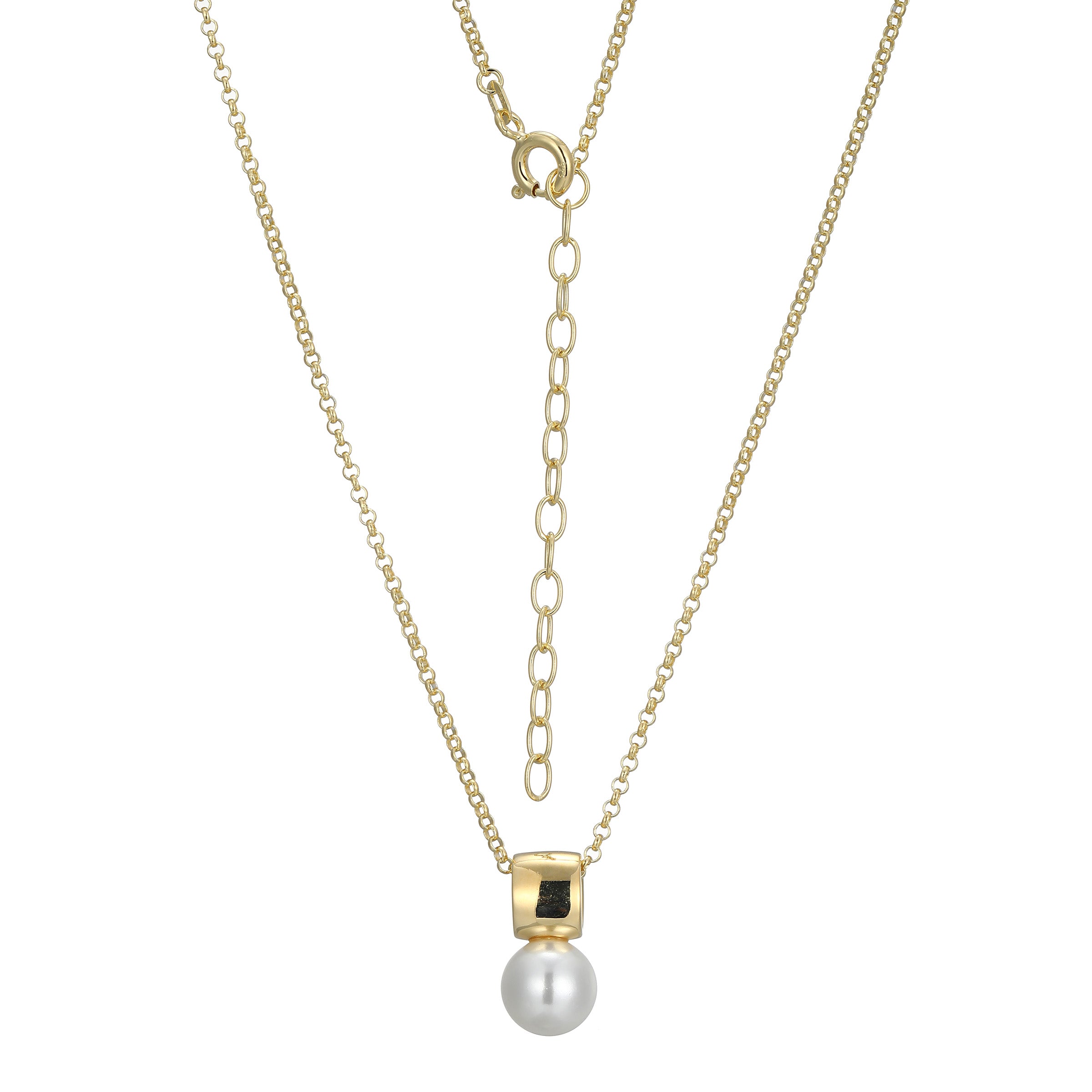 Ss Gp40 Pend Whtie Shell (Pl222) Rb 8Mm #020 Rolo(1.5Mm From M441)Chain 18" Ext 2"