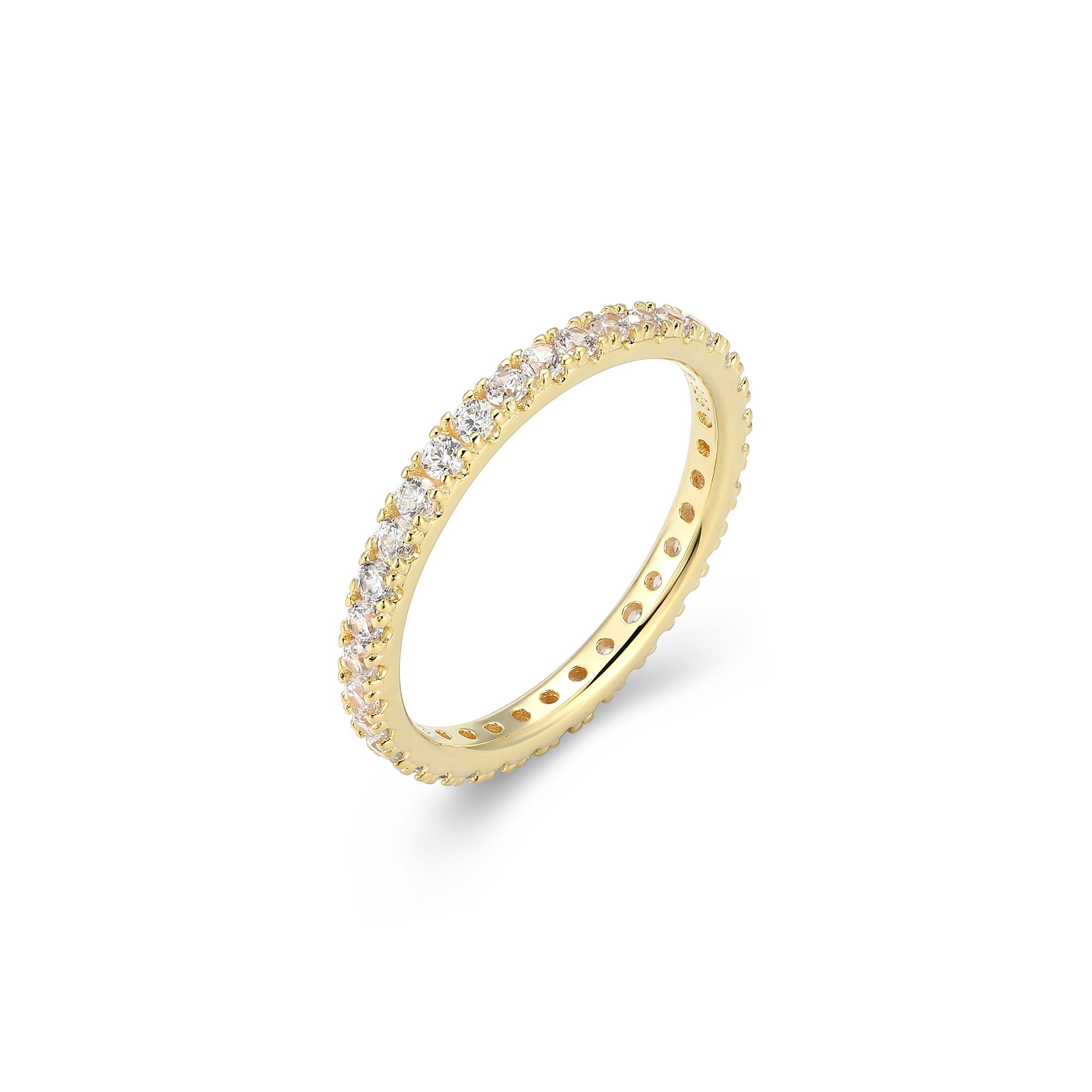 Goddess Diamondlite Cz  Stackable Band Ring In Sterling Silver With 18K Gold Plating. Size 5.